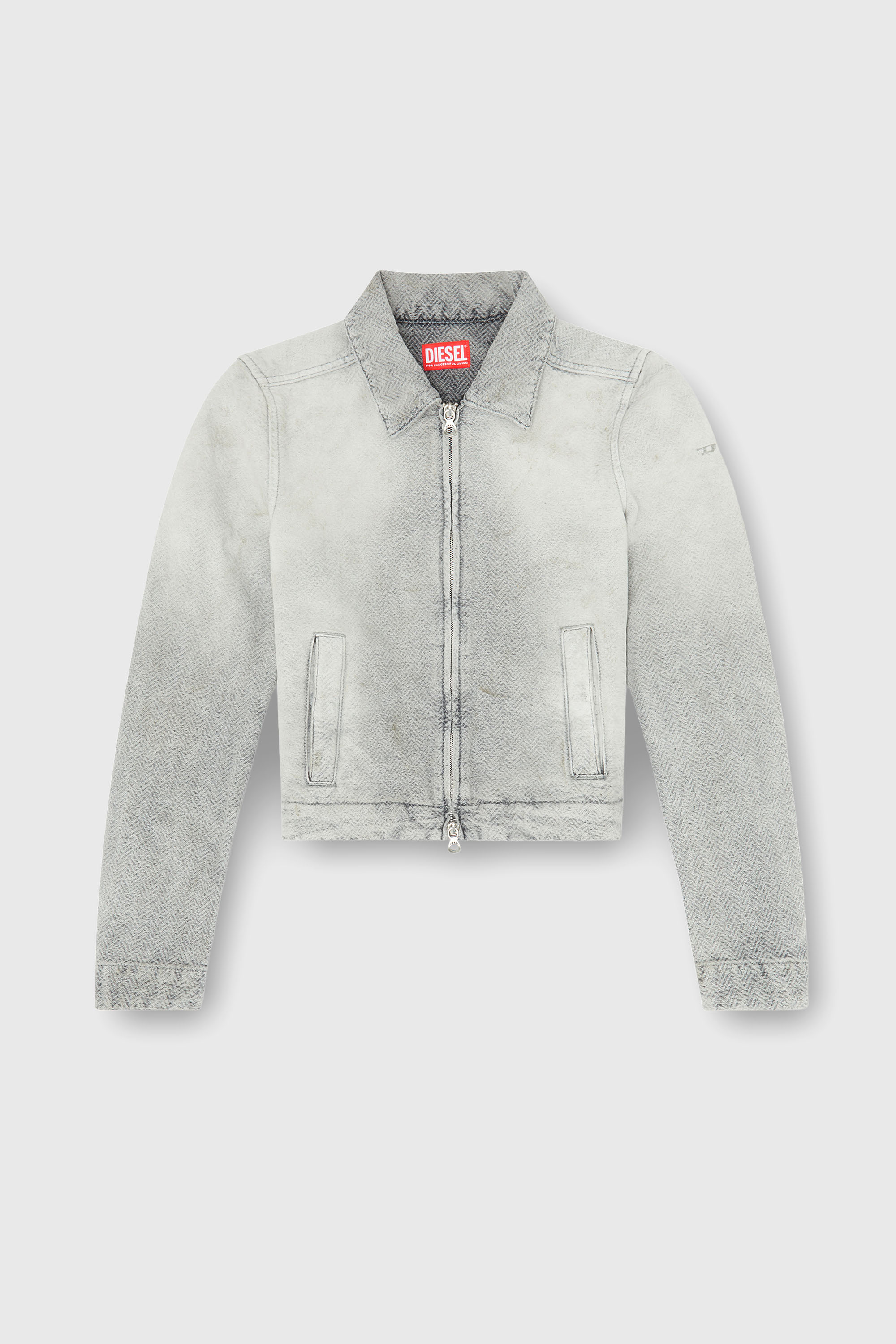 Diesel - DE-CORB, Chaqueta de denim herringbone desgastado Mujer in Gris - 2