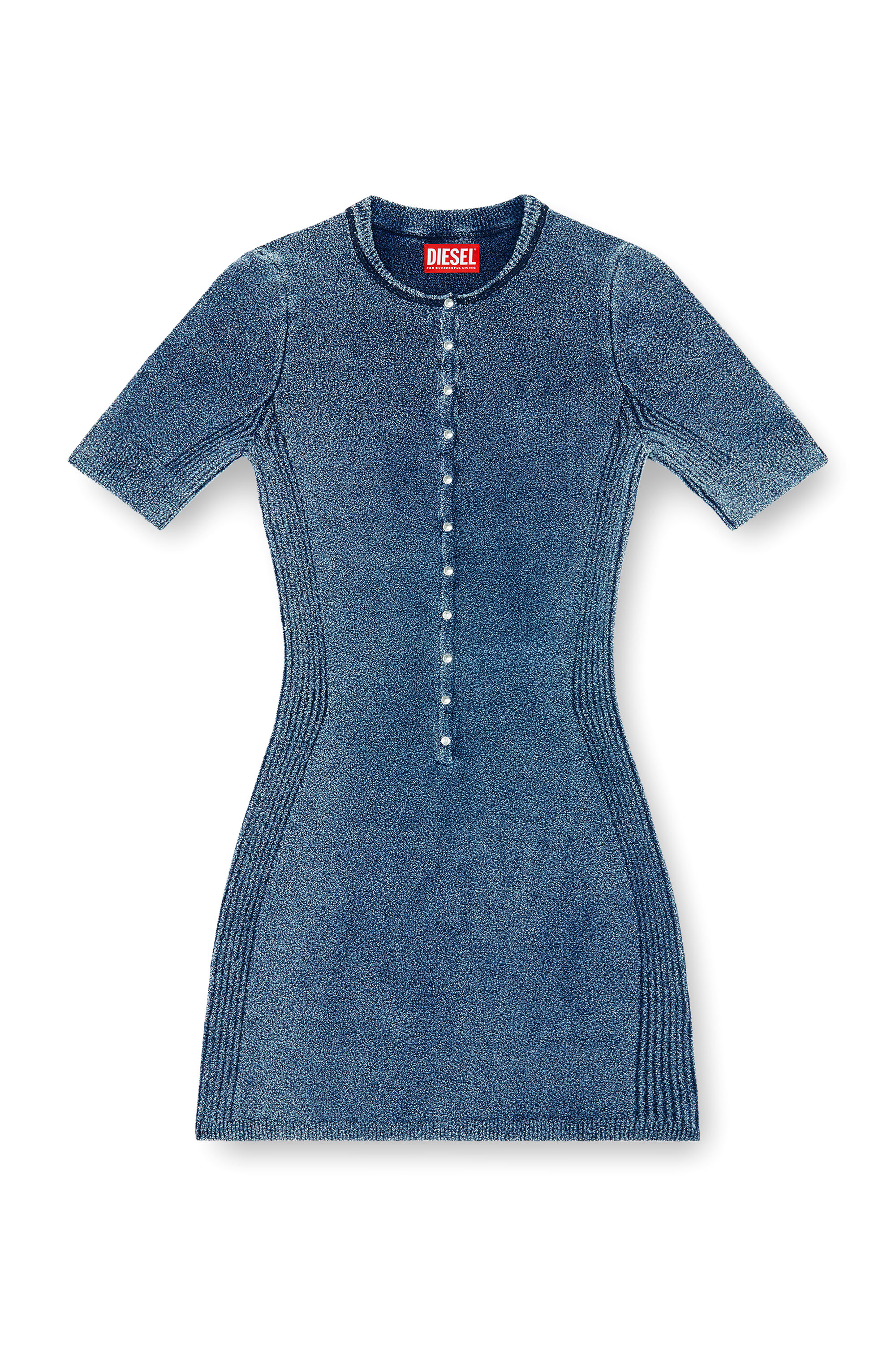 Diesel - M-ESTEE DRESS, Vestido corto de punto boucl&eacute; indigo Mujer in ToBeDefined - 1