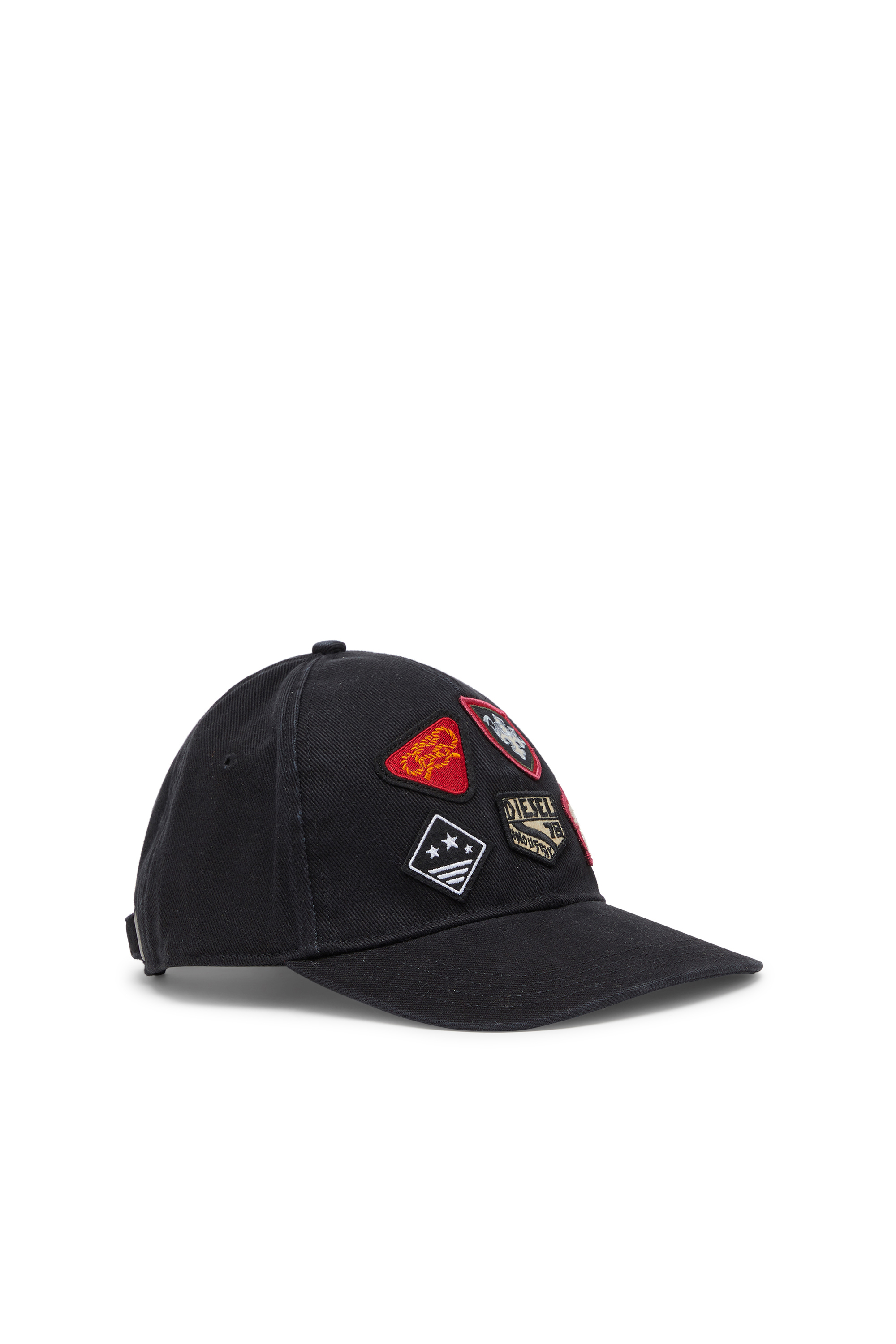 Diesel - C-SCUD, Gorra de b&eacute;isbol con parches bordados Hombre in Negro - 1