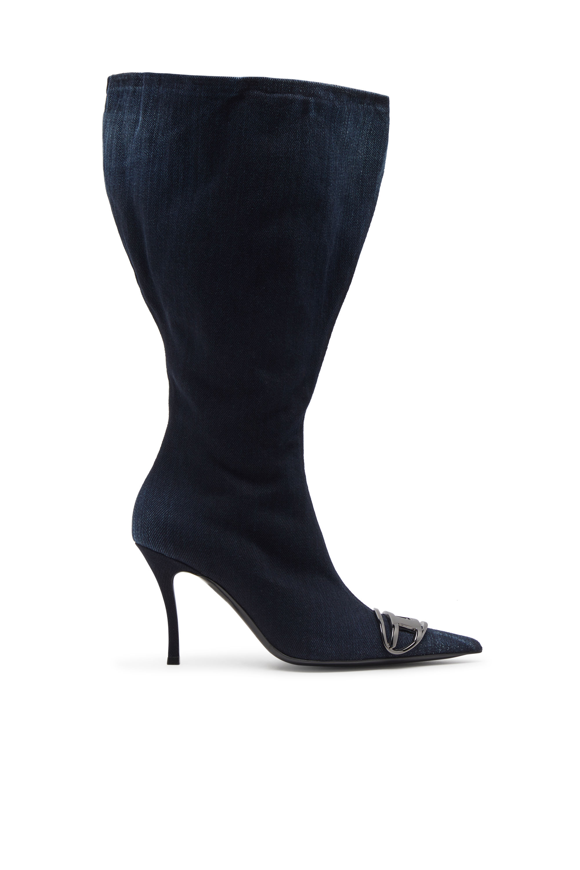 Diesel - D-VENUS KB LARGE, Botas anchas hasta la rodilla en denim Mujer in Azul marino - 1
