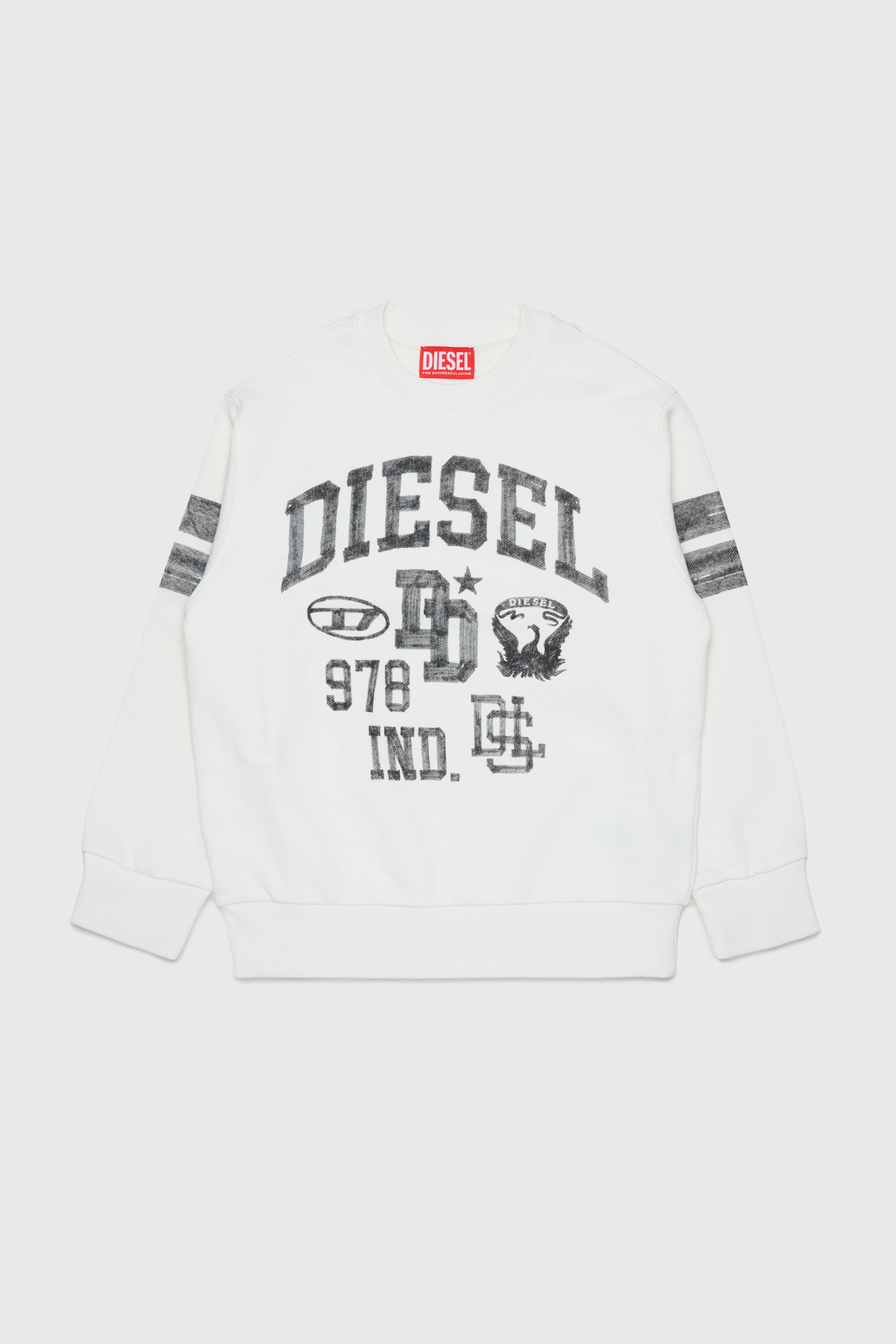 Diesel - SBAND OVER, Sudadera con estampados de logo estilo universitario Hombre in Blanco - 1