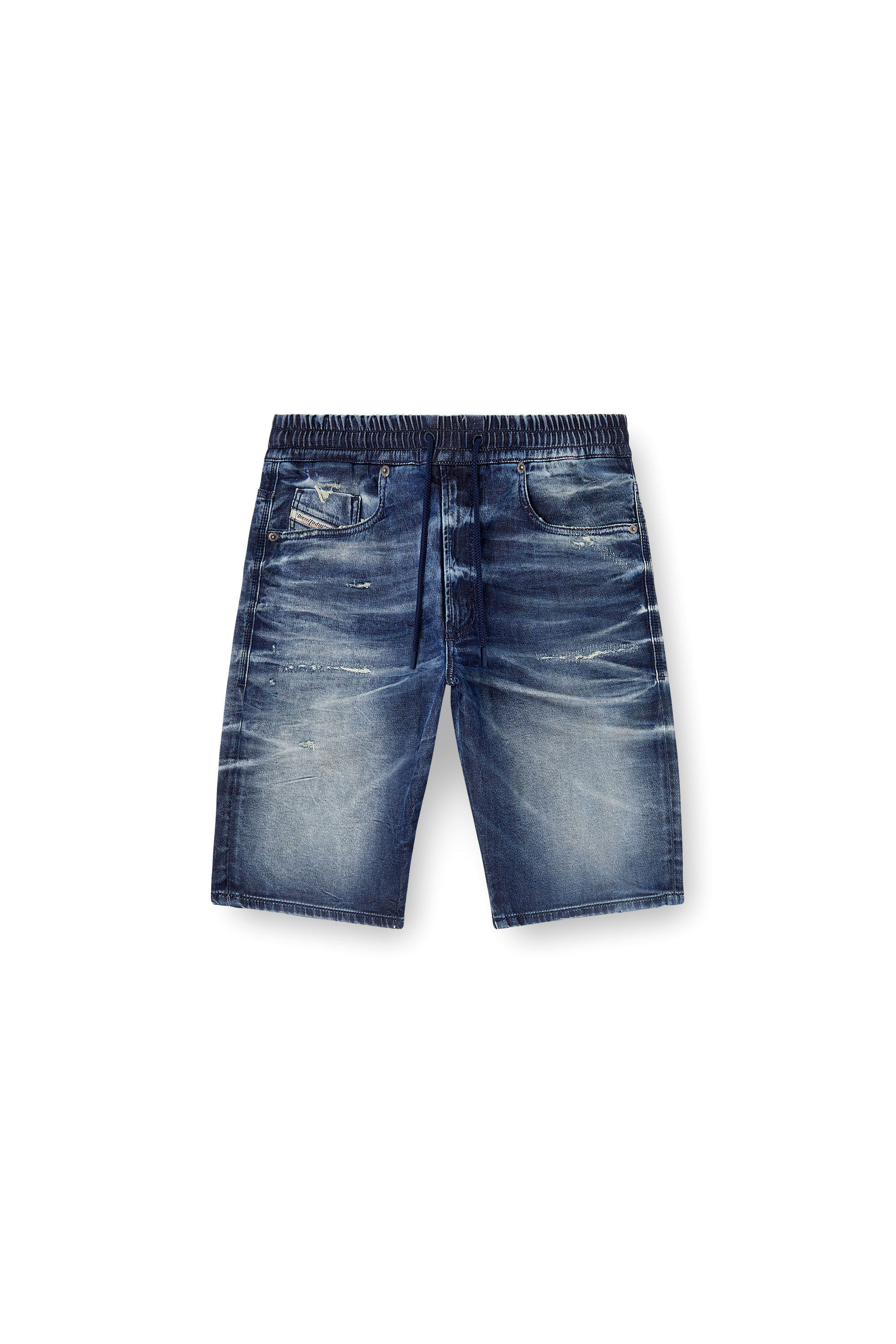 Diesel - 2033 D-KROOLEY-SHORT JOGG, Pantalones cortos de corte slim en JoggJeans tratados Hombre in Azul marino - 4