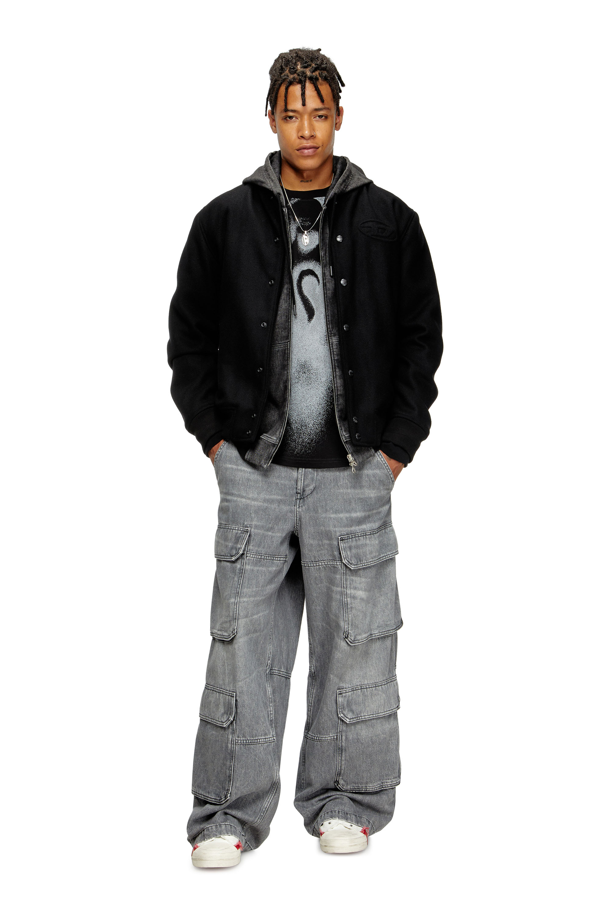 Diesel - J-ARRY, Chaqueta bomber acolchada en mezcla de lana Hombre in Negro - 2