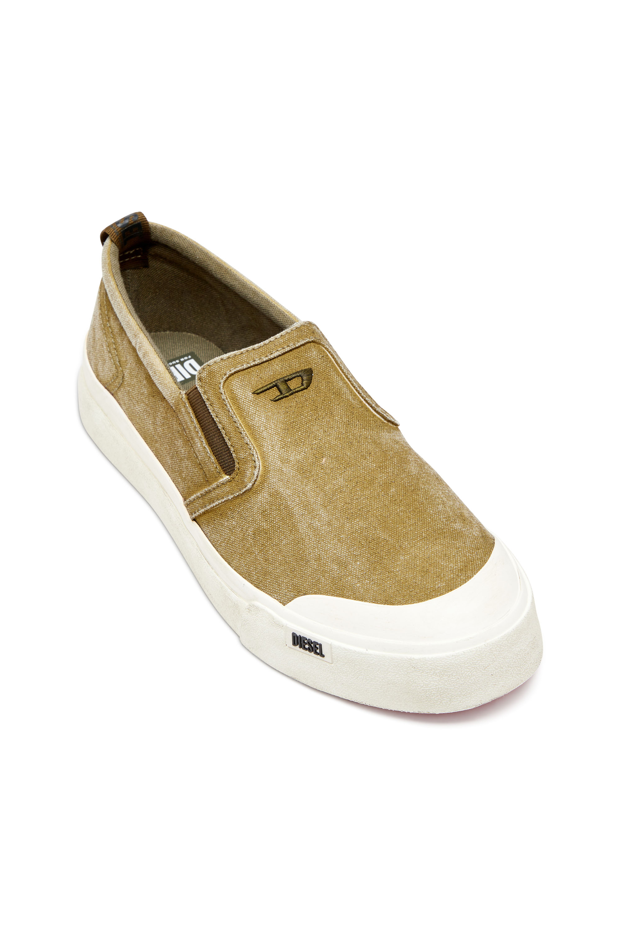 Diesel - S-ATHOS SLIP ON, Man Canvas slip-on sneakers with D embroidery in Brown - Image 7