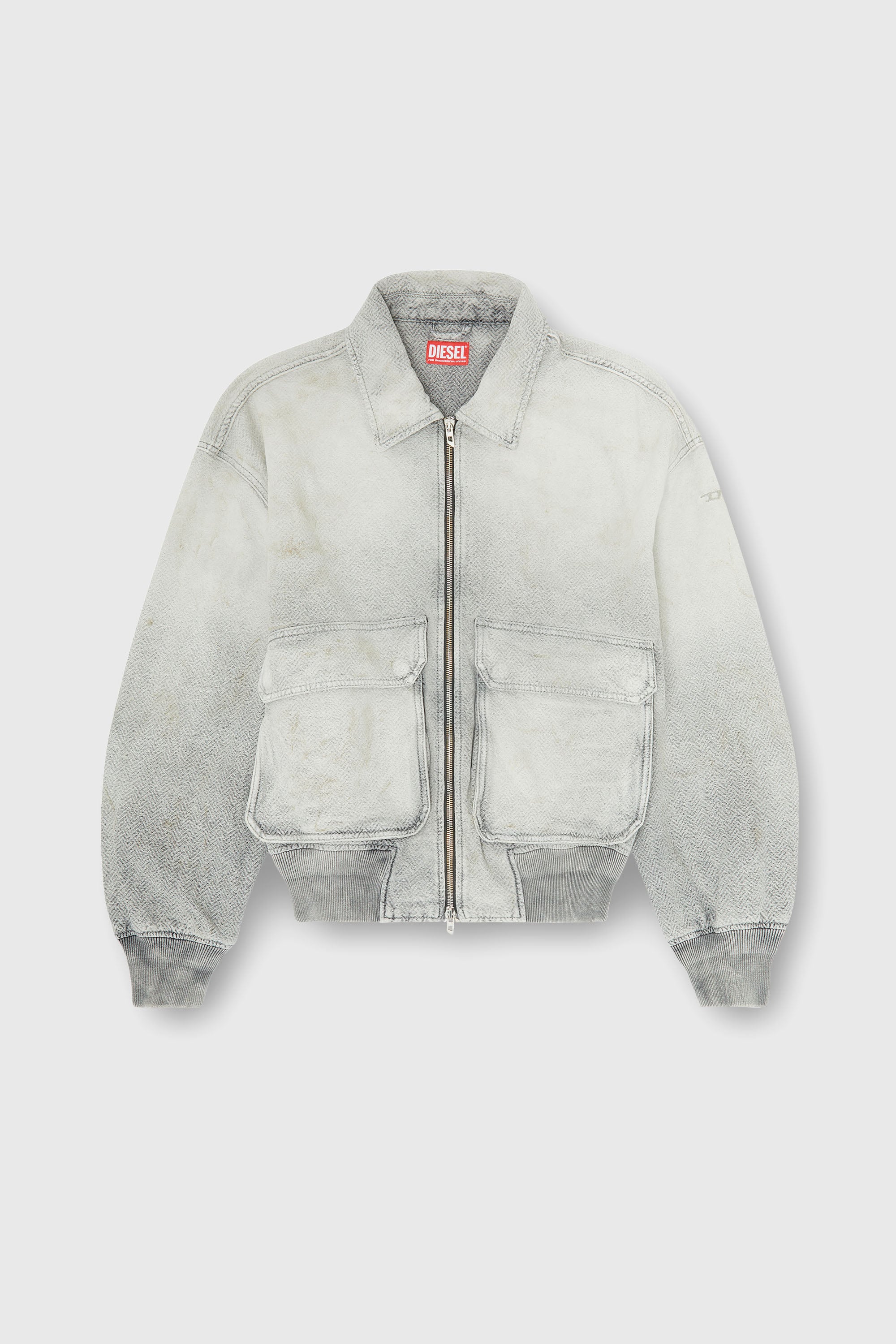 Diesel - D-KURZ, Chaqueta de denim herringbone desgastado Unisex in Gris - 2