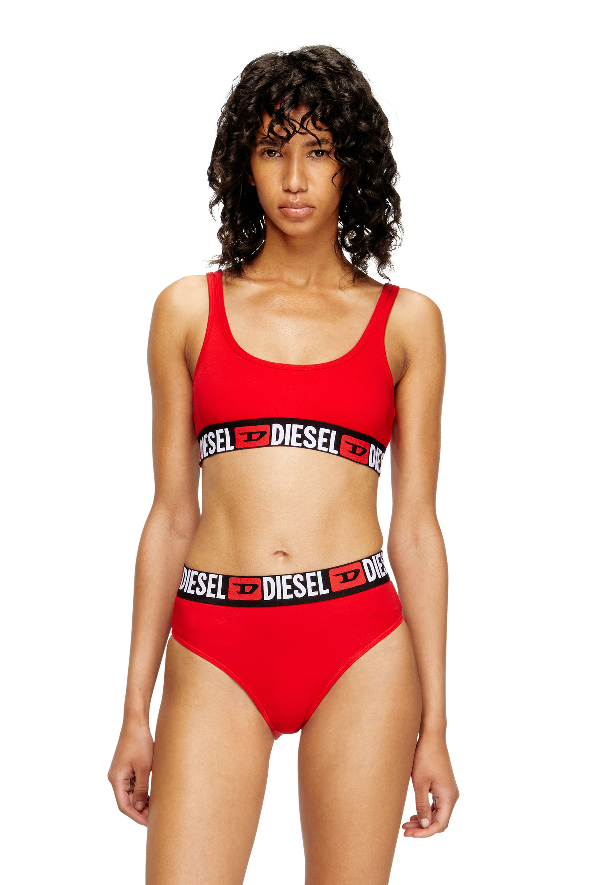 Diesel - UFSB-ORIBA, Bralette con banda con logotipo Mujer in Rojo - 3
