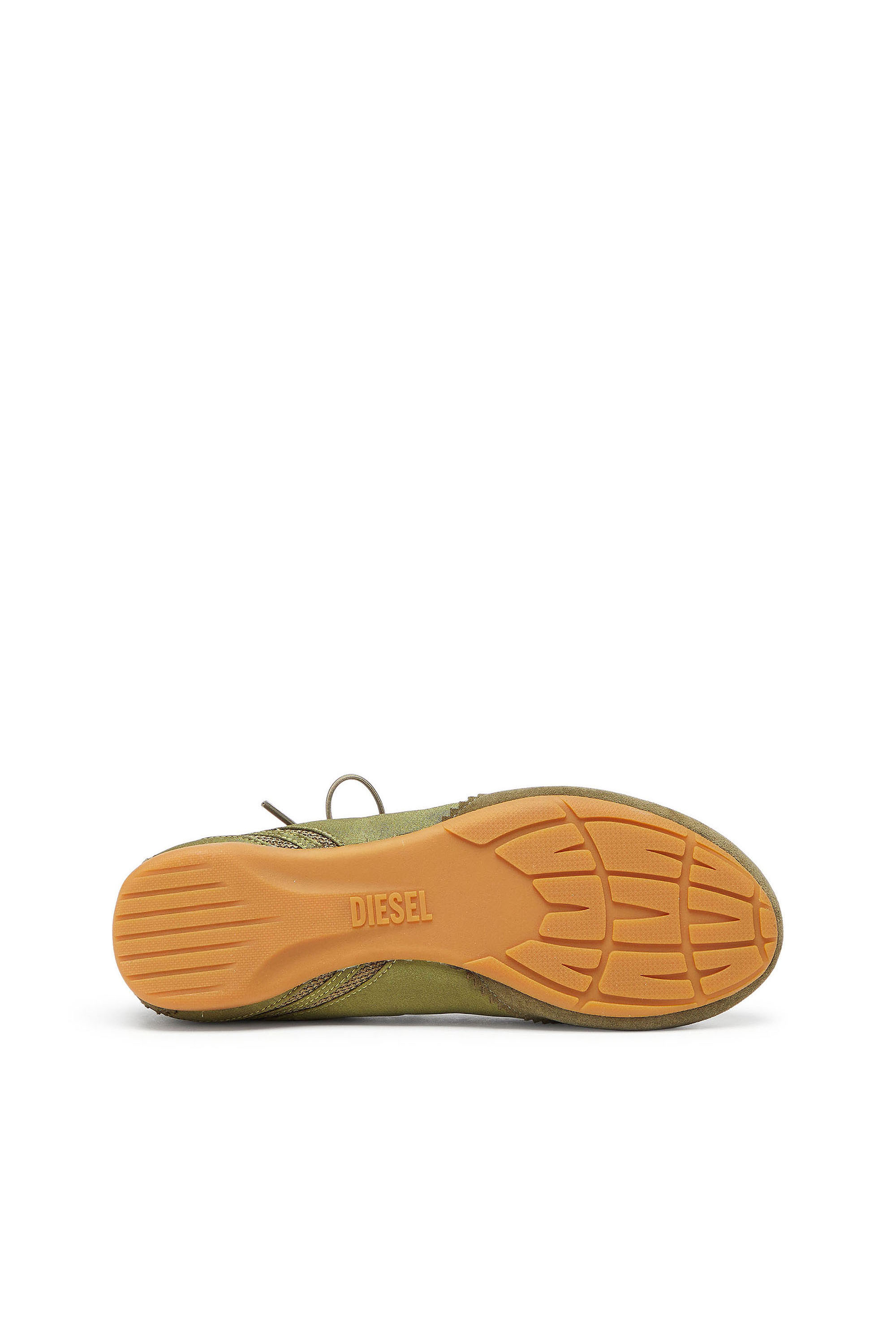 Diesel - D-MILE BALLERINA LACE UP II W, D-Mile - Bailarinas con cordones en piel y malla Mujer in Verde - 4