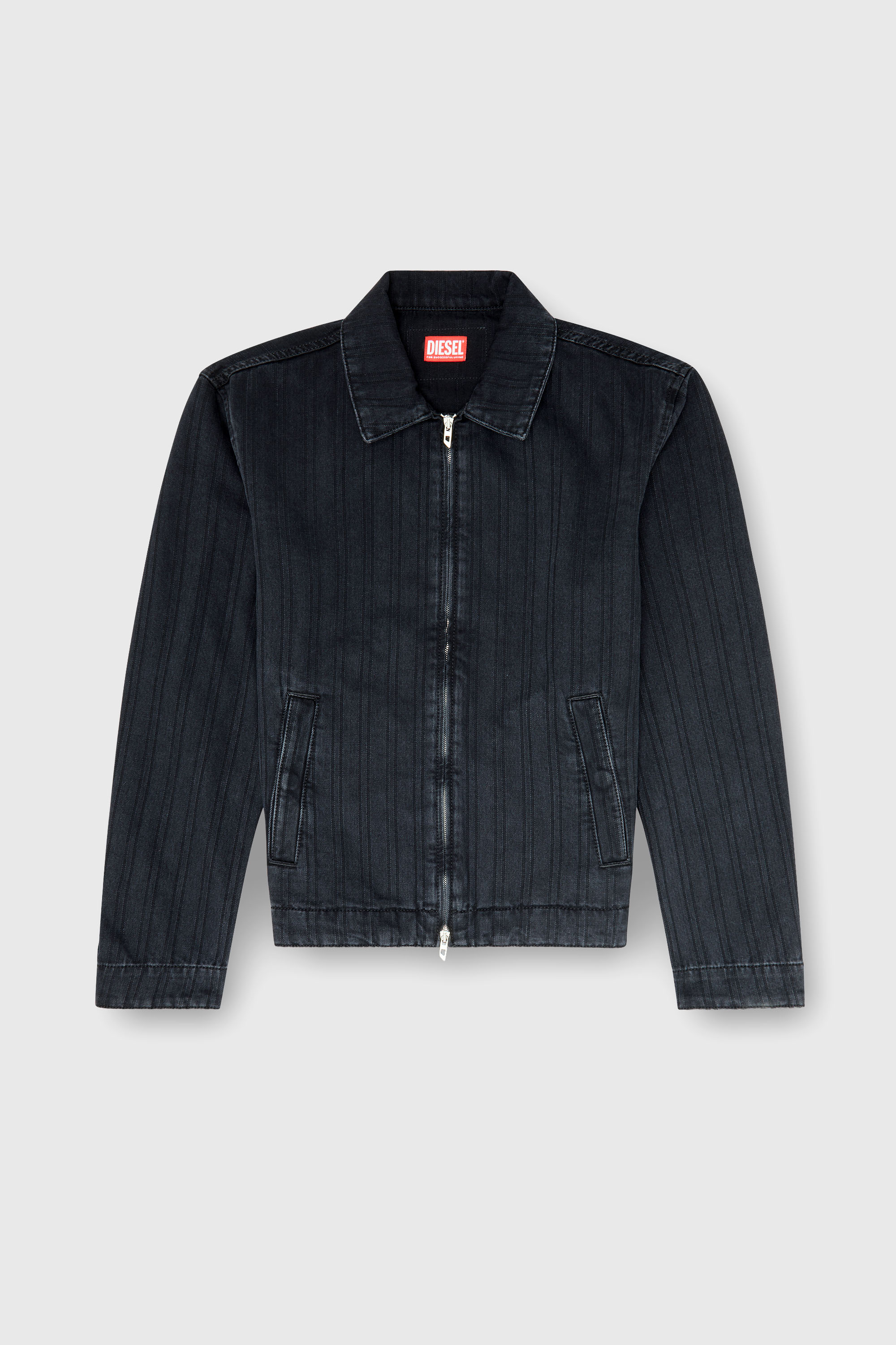 Diesel - D-ROHE, Chaqueta de denim a rayas finas Hombre in Negro - 2