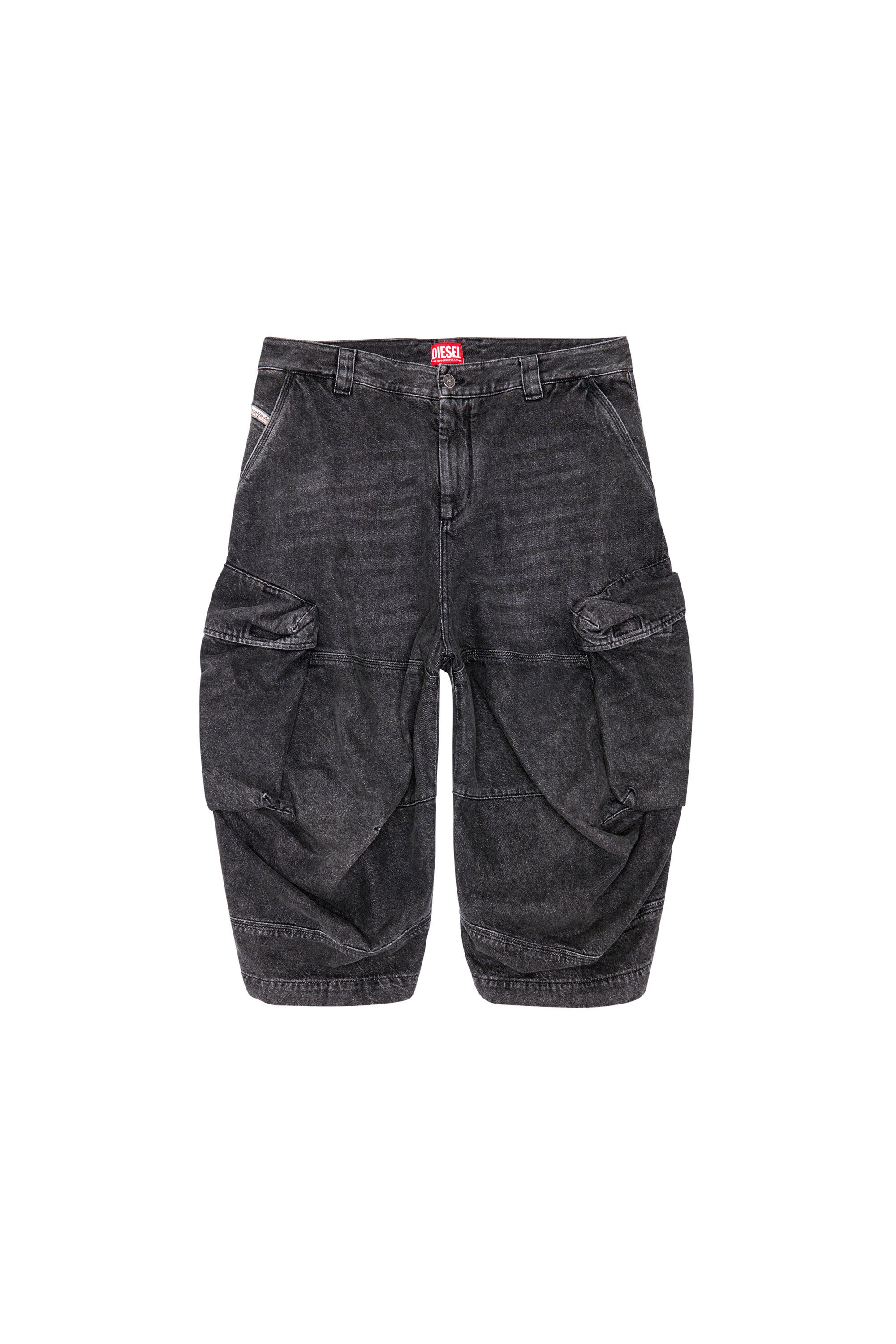 Diesel - D-ARNE-SHORT-S, Hombre Pantalones cortos largos de denim con bolsillos cargo in Negro - Image 3