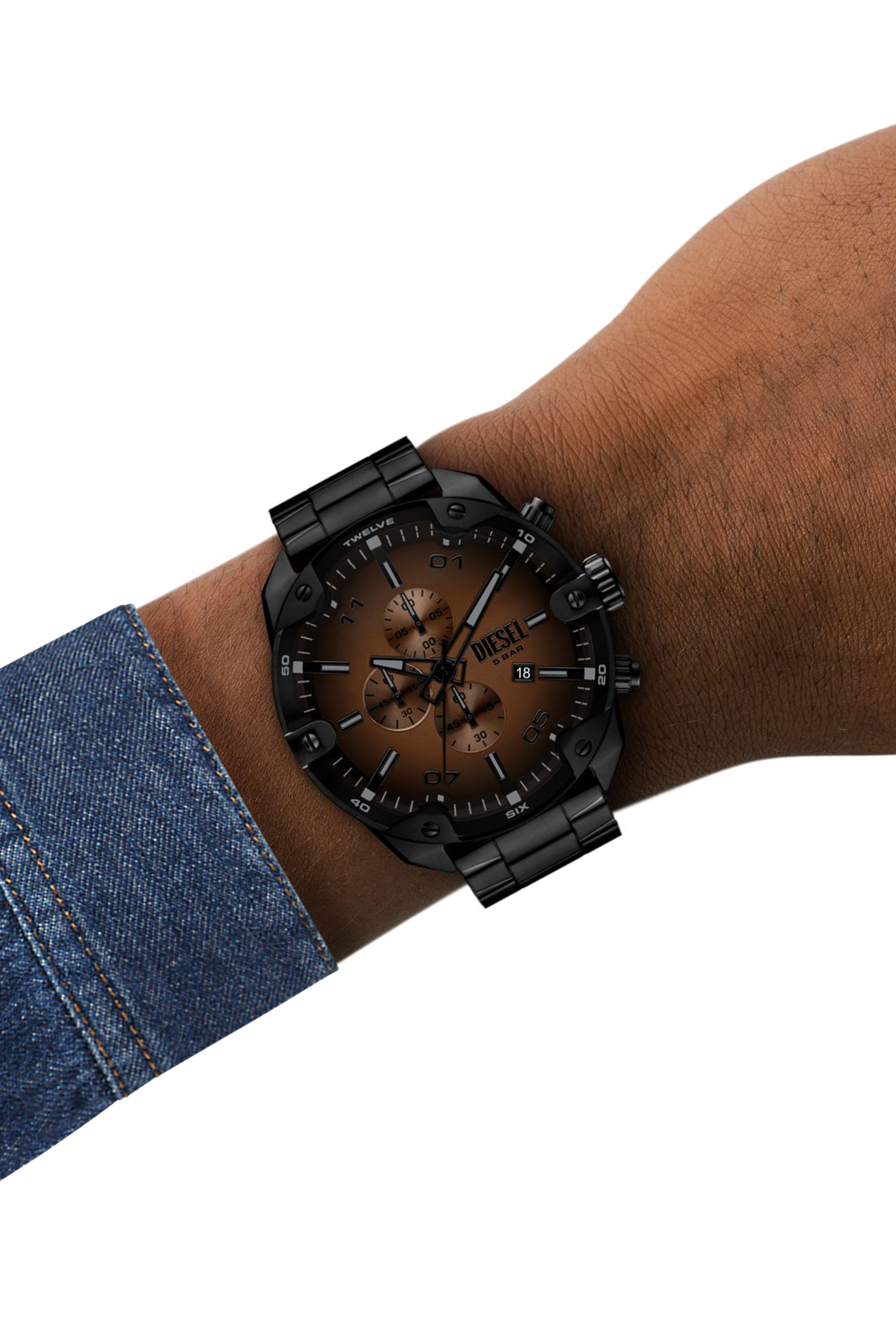 Diesel - DZ4691 WATCH, Man's Spiked black stainless steel watch in Black - 4
