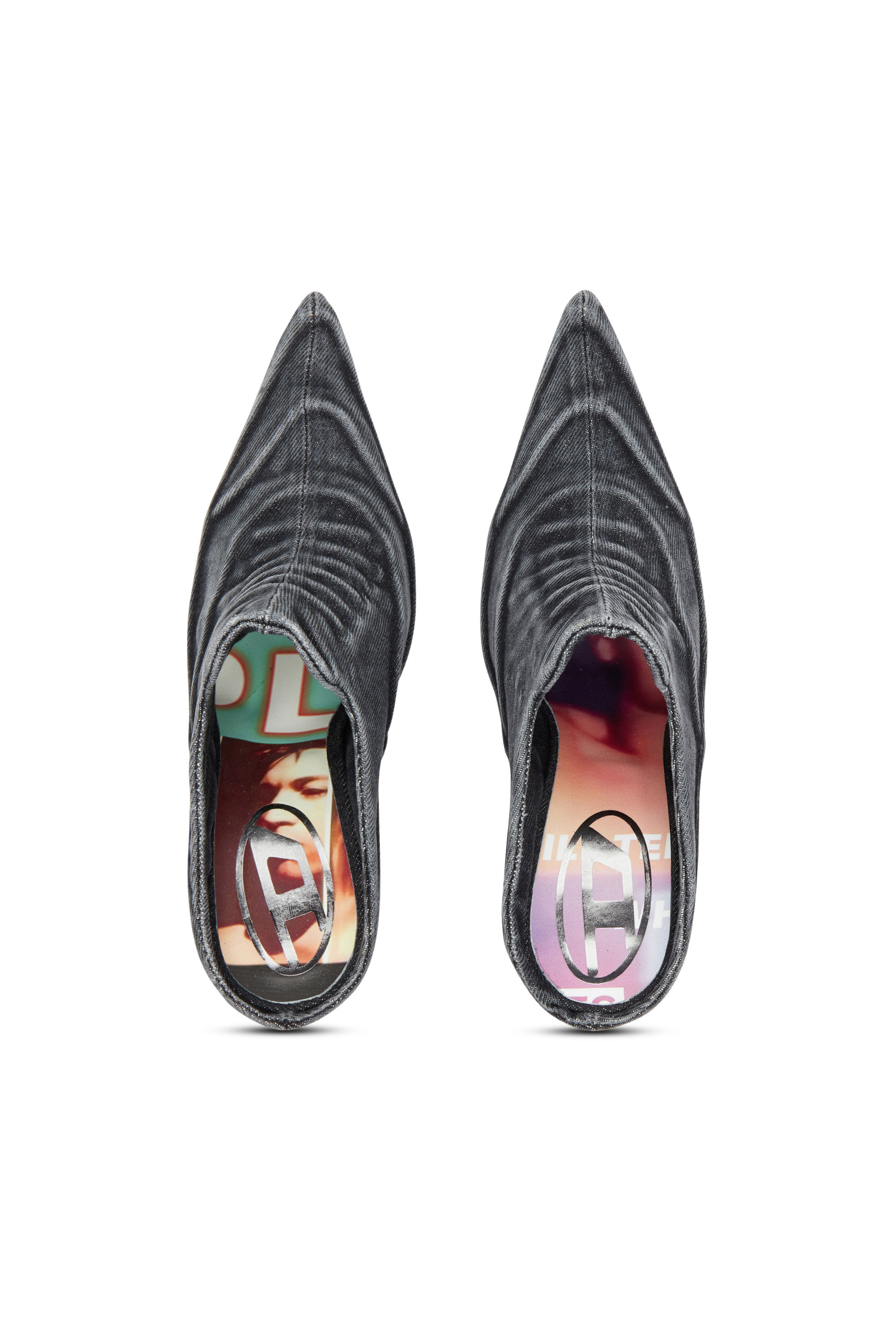 Diesel - D-CLOUD ML, Mujer D-Cloud-Zapatos destalonados en denim lavado in Negro - Image 4