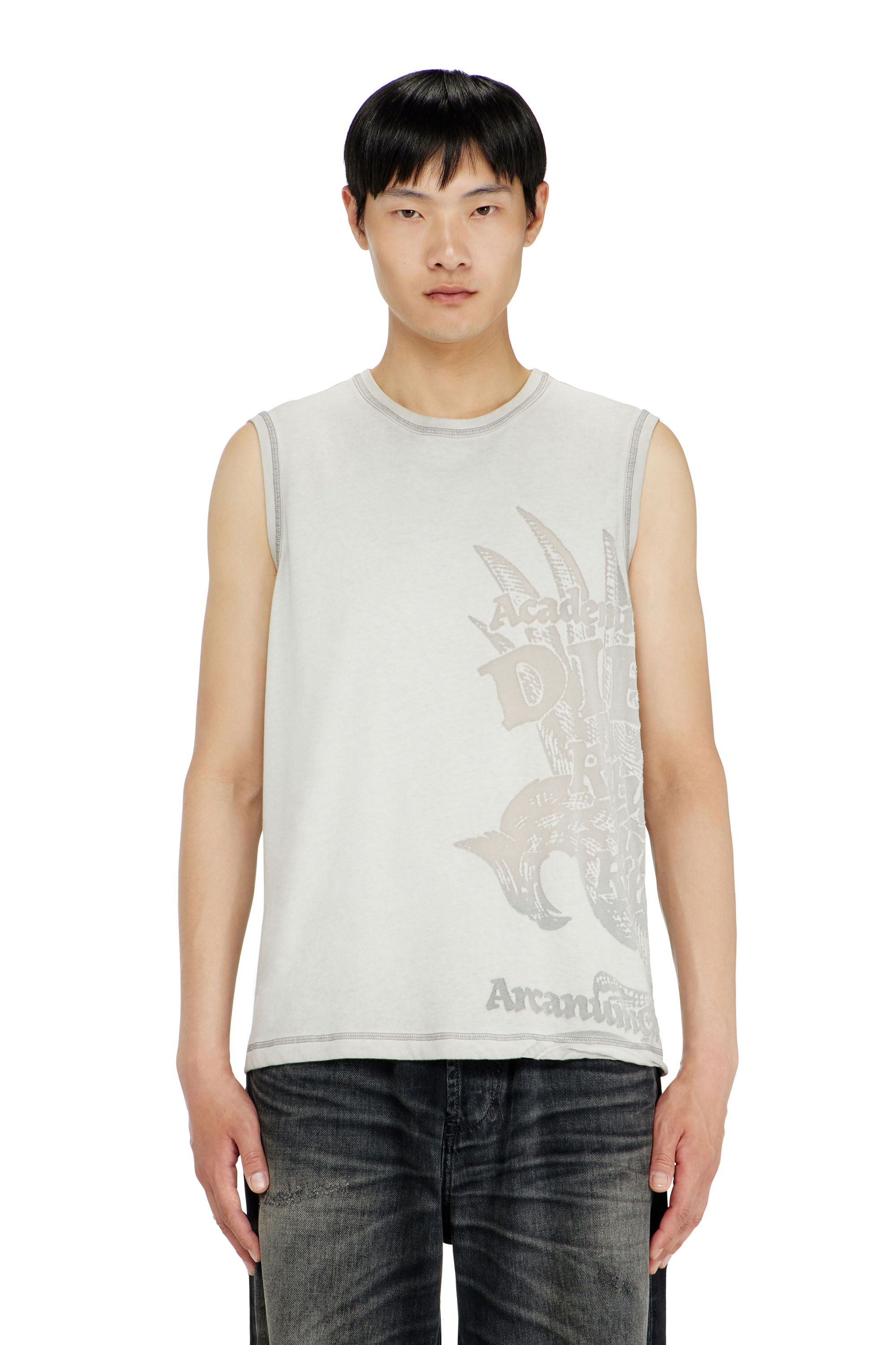 Diesel - T-RAWBISCO, Top sin mangas con gr&aacute;ficos en relieve Hombre in Gris - 1