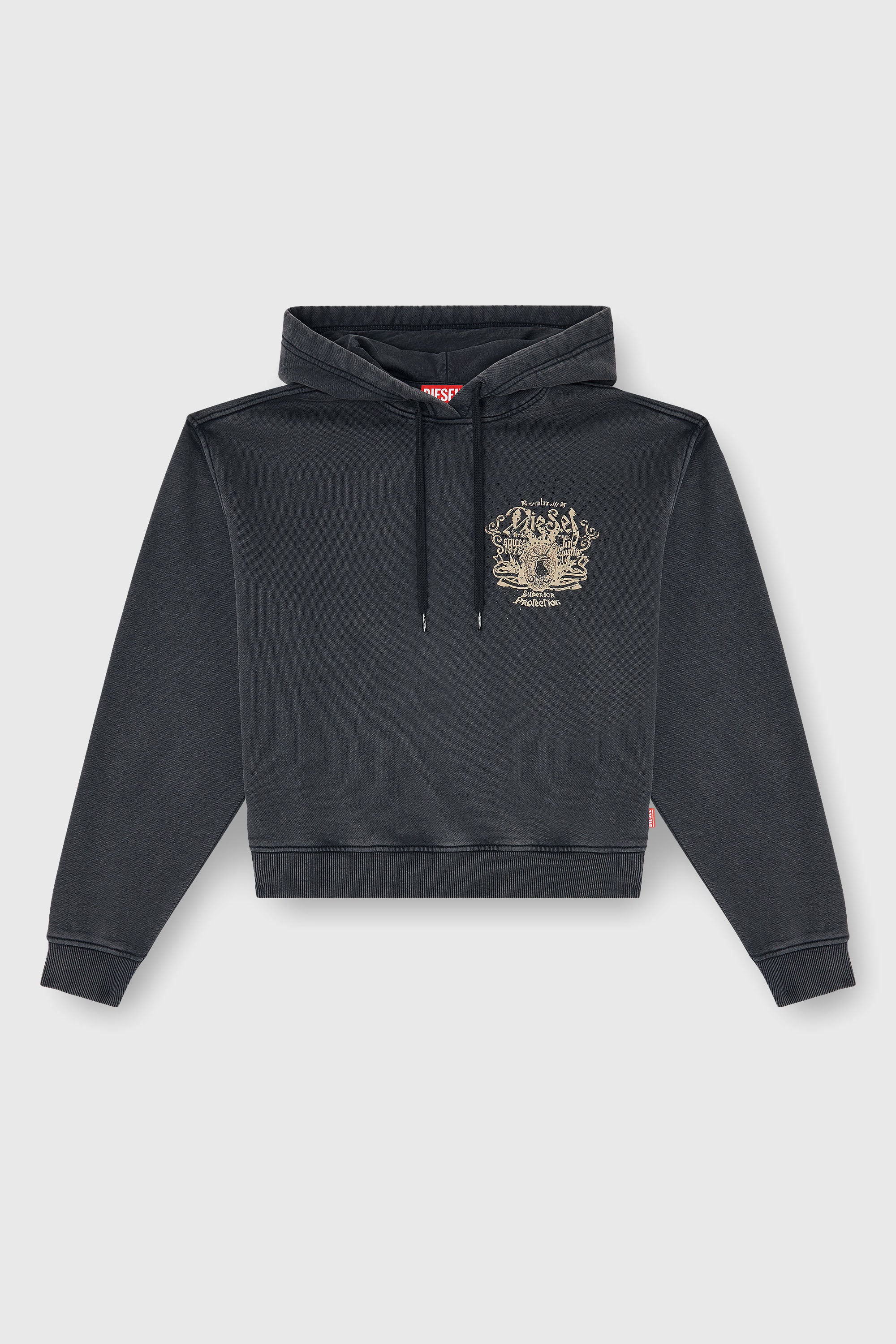 Diesel - F-PHOENY, Sudadera con capucha, estampados y tachuelas de strass Mujer in Negro - 2
