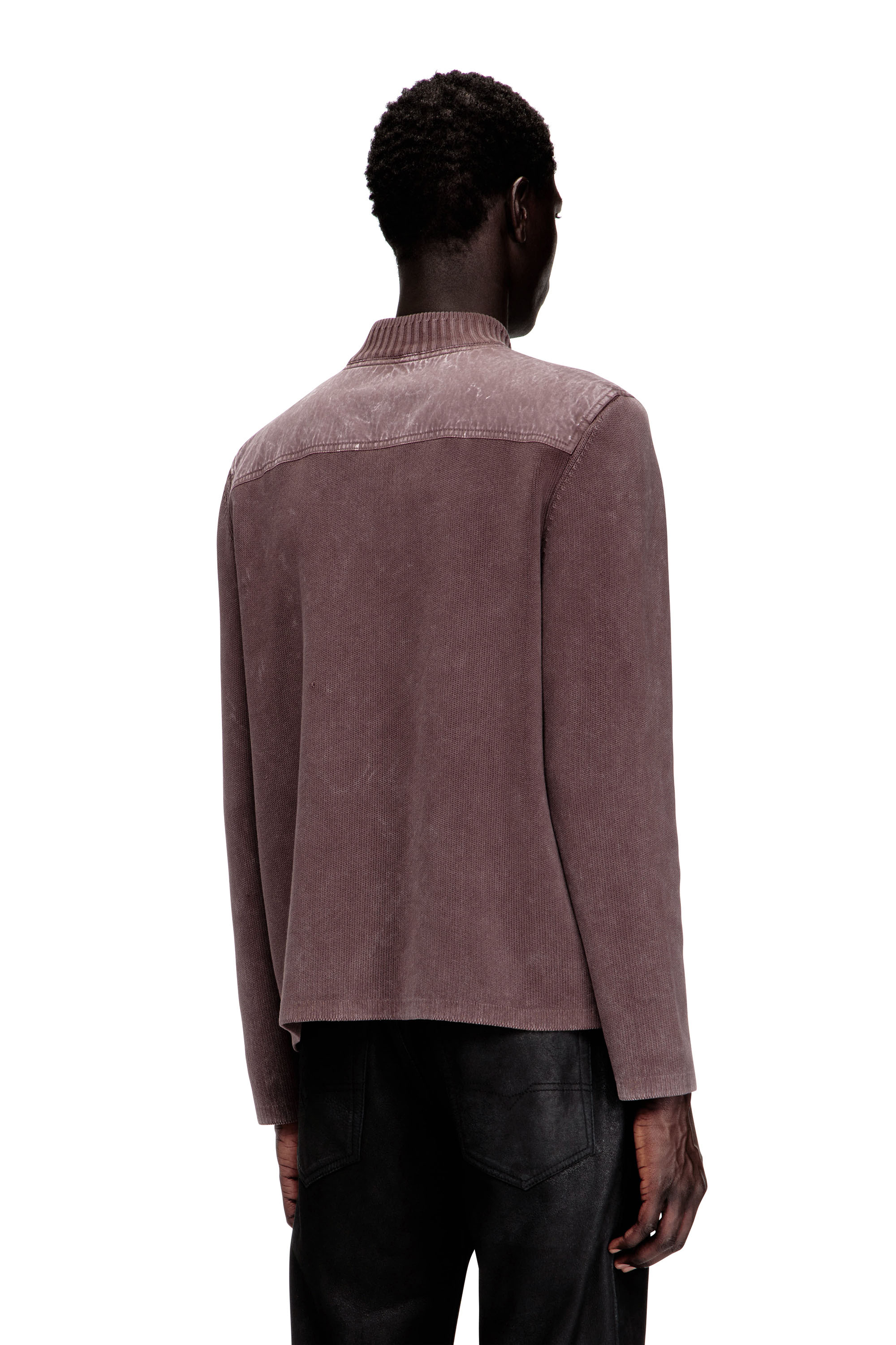 Diesel - K-GEROME, Chaqueta de punto con cremallera y bolsillos cargo Hombre in Marr&oacute;n - 4