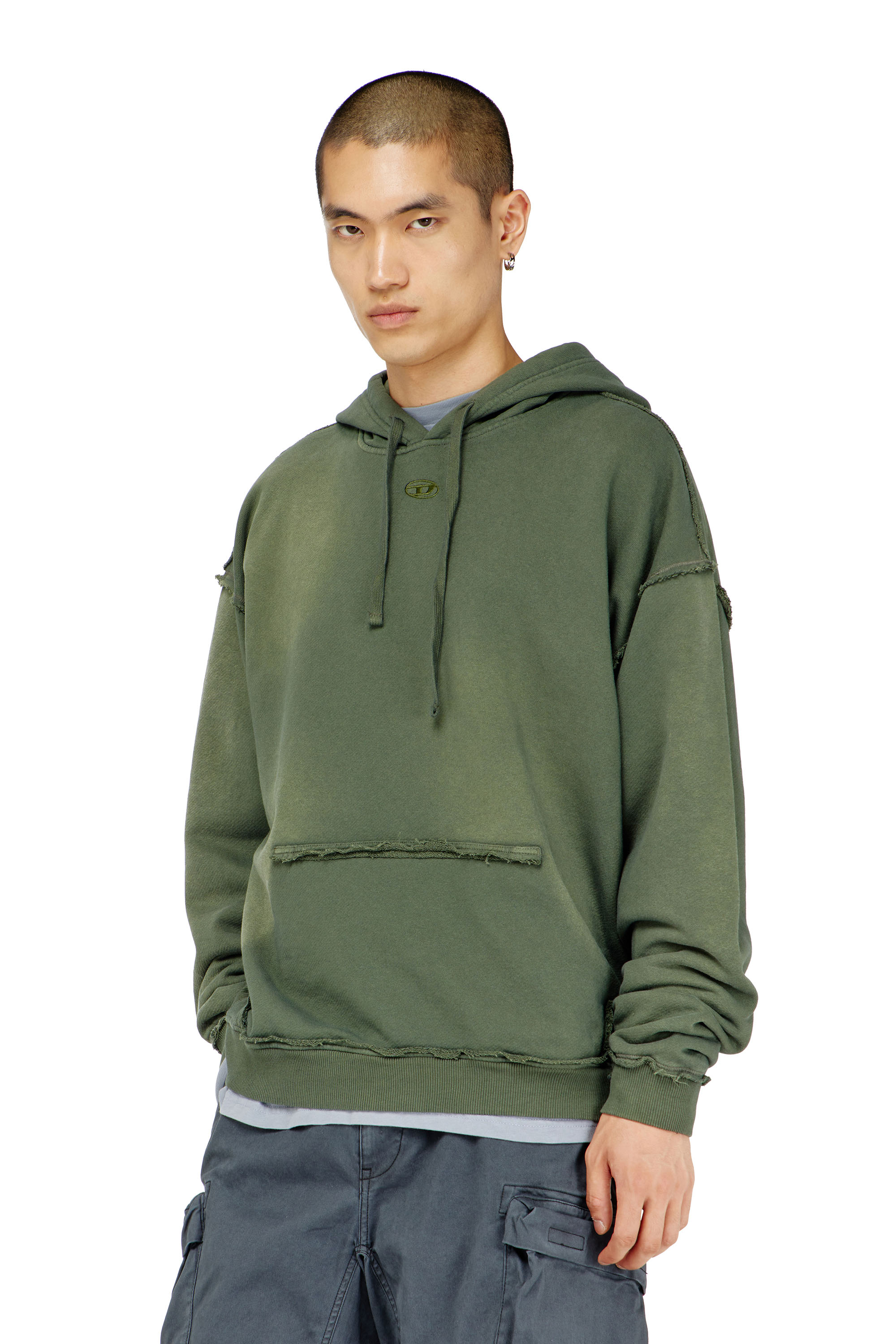 Diesel - S-POCK-HOOD, Sudadera de algod&oacute;n descolorida con detalles deshilachados Hombre in ToBeDefined - 1