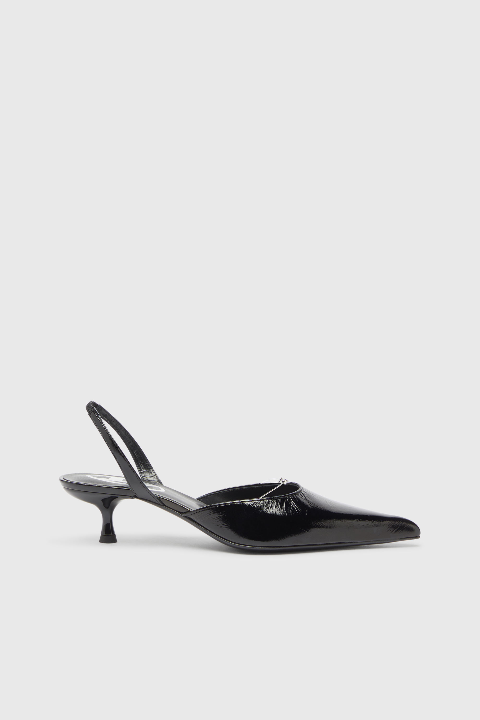 Diesel - D-JEWELS 40 D'OR, D-Jewels - Slingbacks de piel con joya Oval D Mujer in Negro - 1