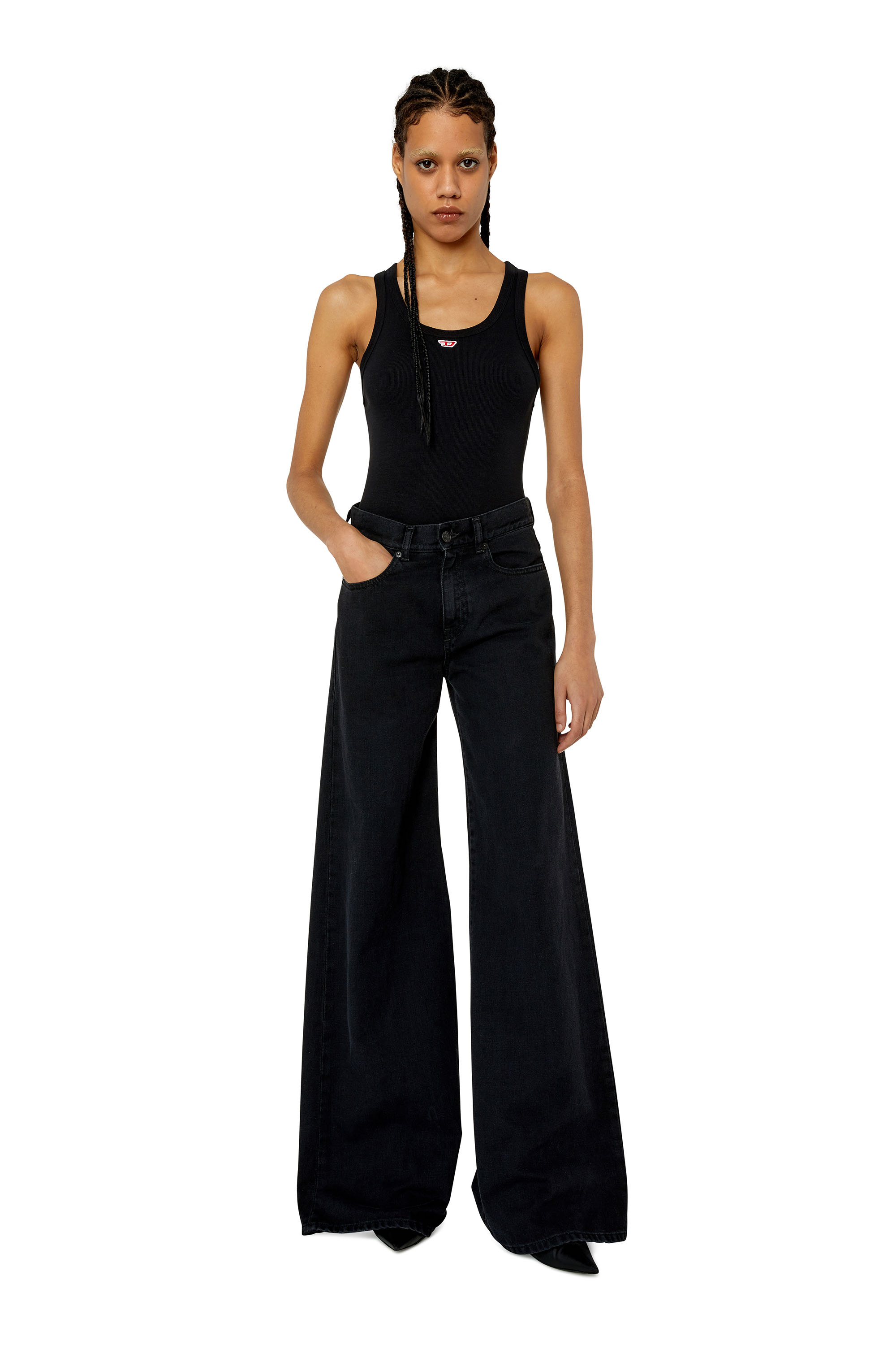 Diesel - 1978 D-AKEMI Z09RL Bootcut and Flare Jeans, Negro/Gris oscuro - Image 5