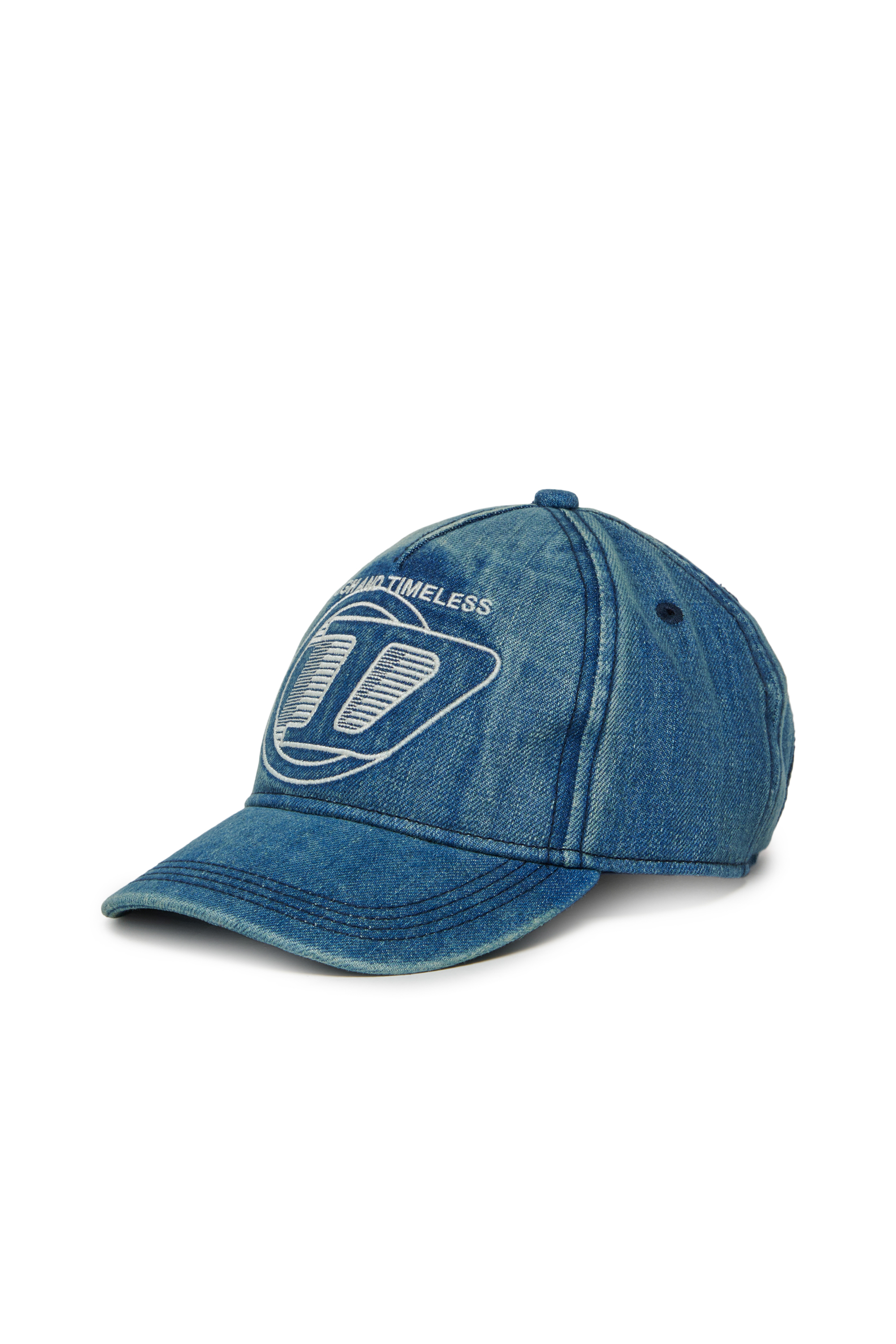 Diesel - FARBIT, Gorra de b&eacute;isbol de denim con D bordada Hombre in Azul marino - 1