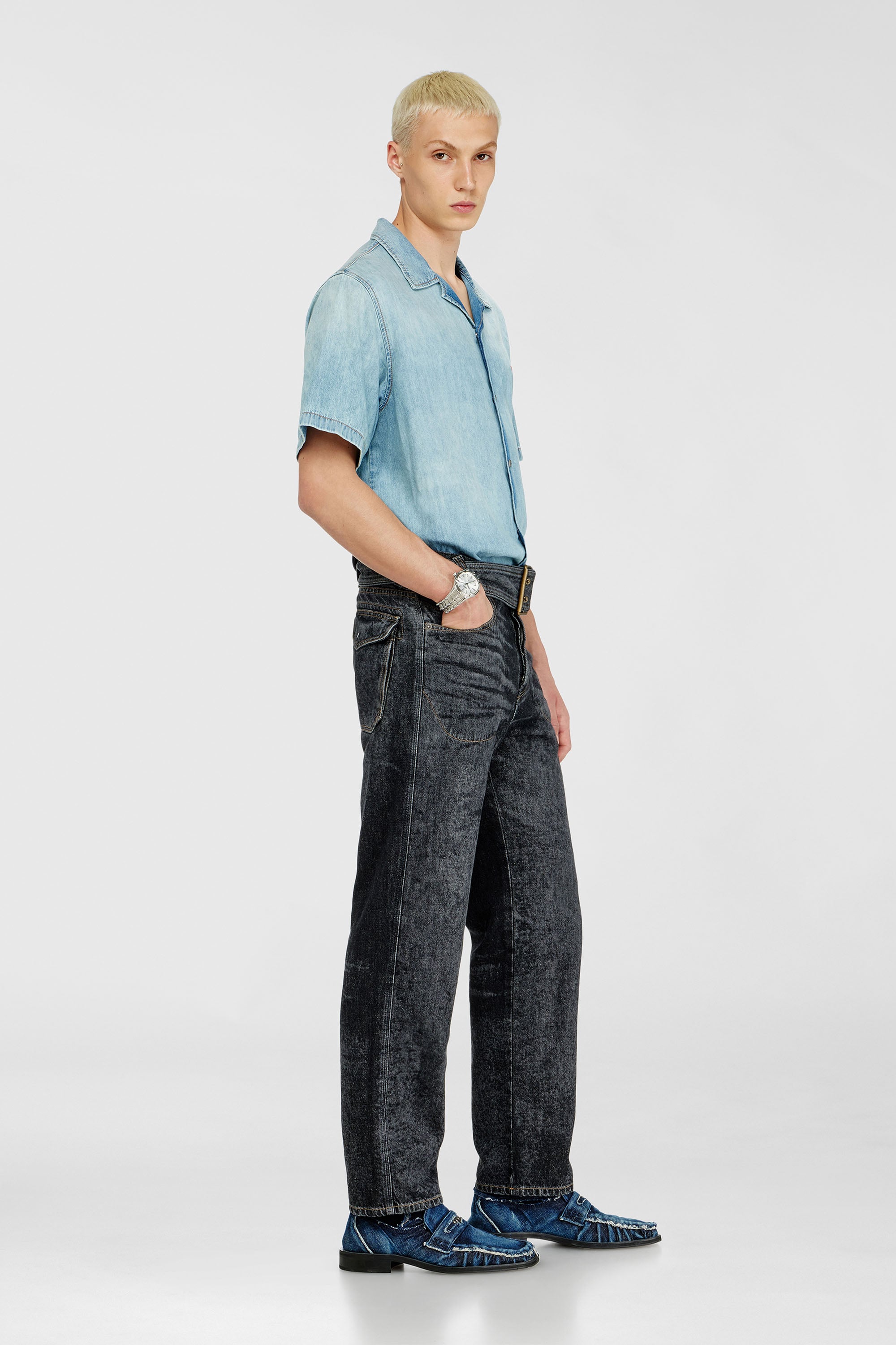 Diesel - Relaxed Jeans D-Marcus 09Q24 Hombre, Negro/Gris oscuro - 1