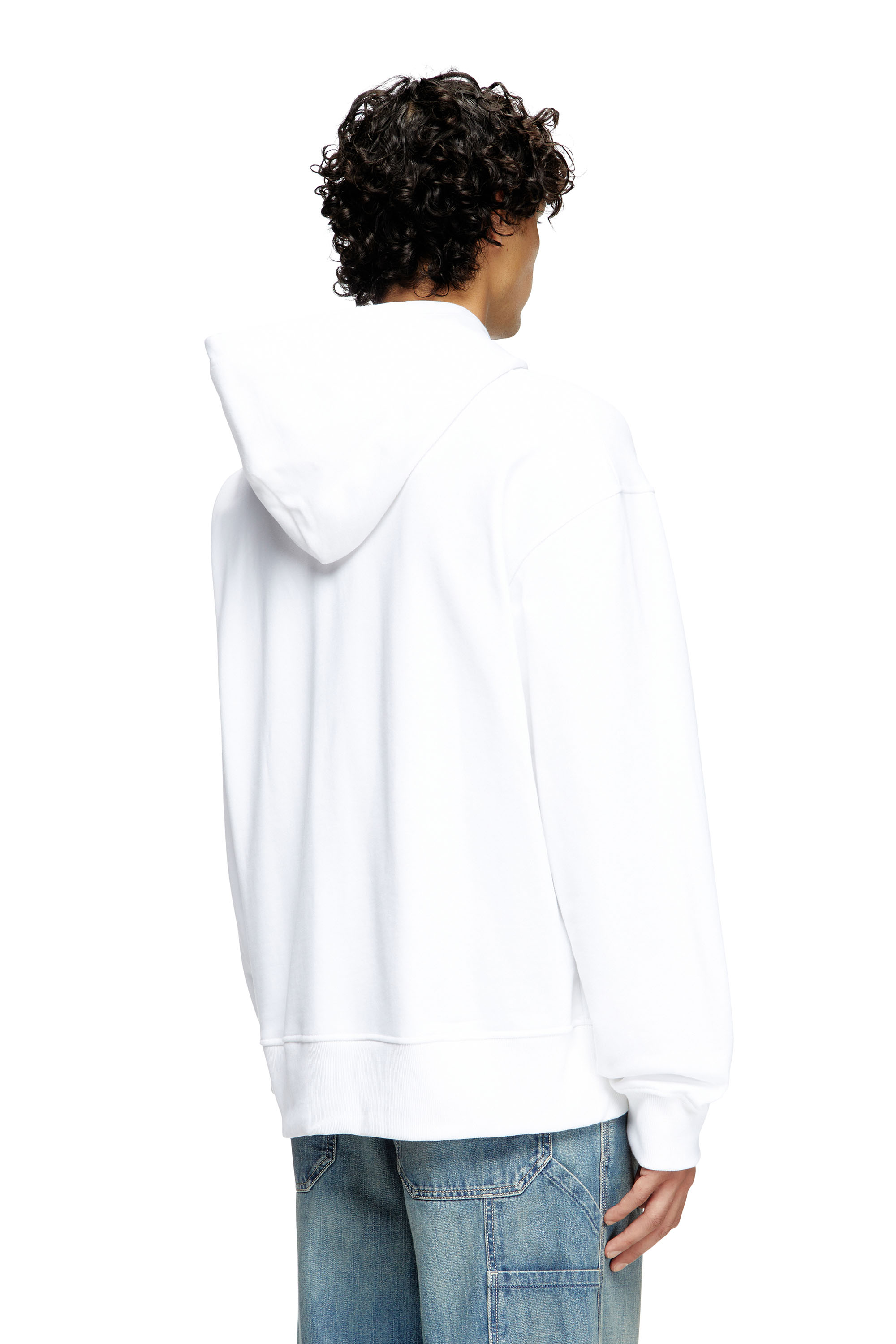 Diesel - S-MACS-HOOD-OD, Sudadera con capucha extragrande con logotipo met&aacute;lico Hombre in Blanco - 4