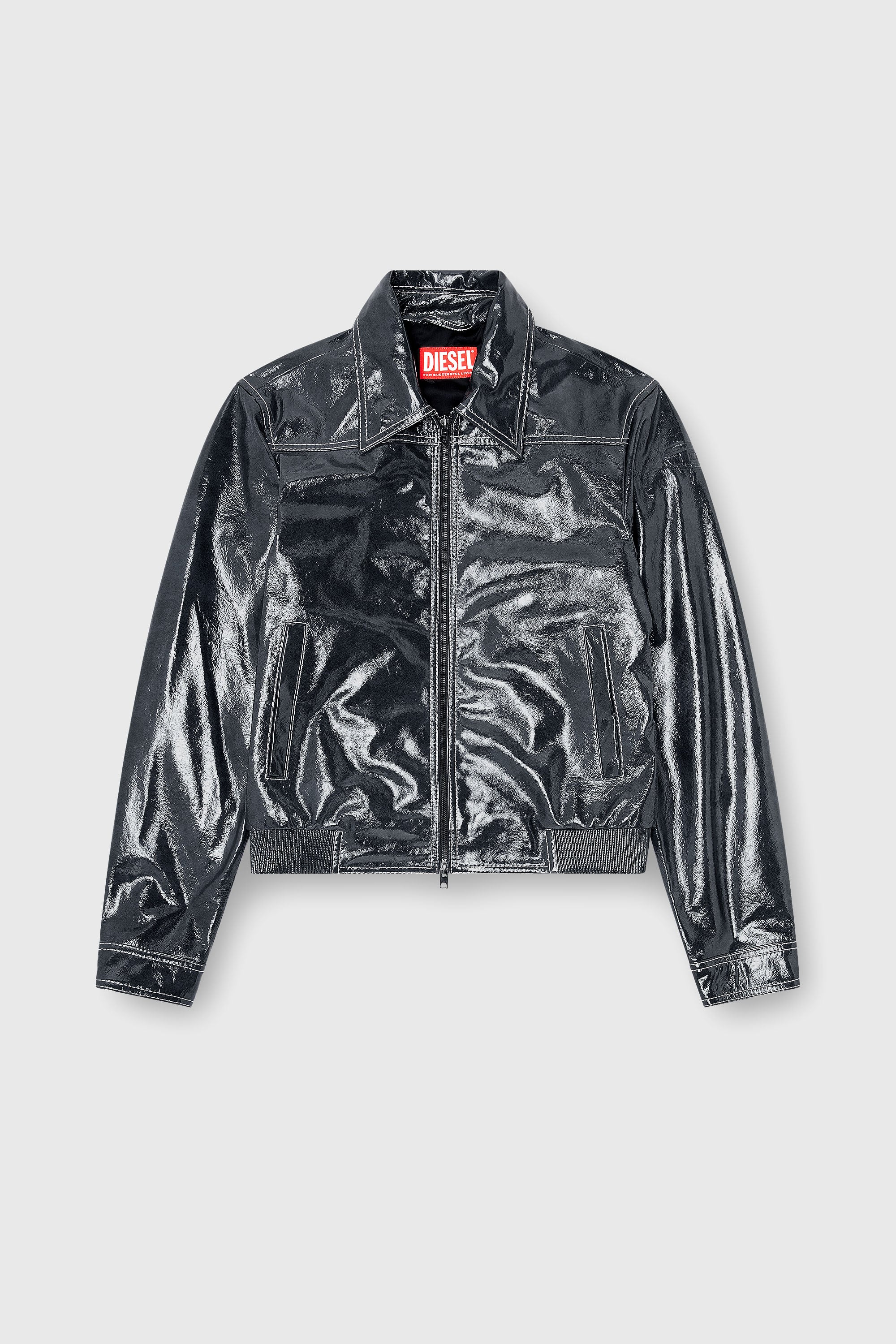Diesel - L-ADDI, Chaqueta de charol Hombre in Gris - 2