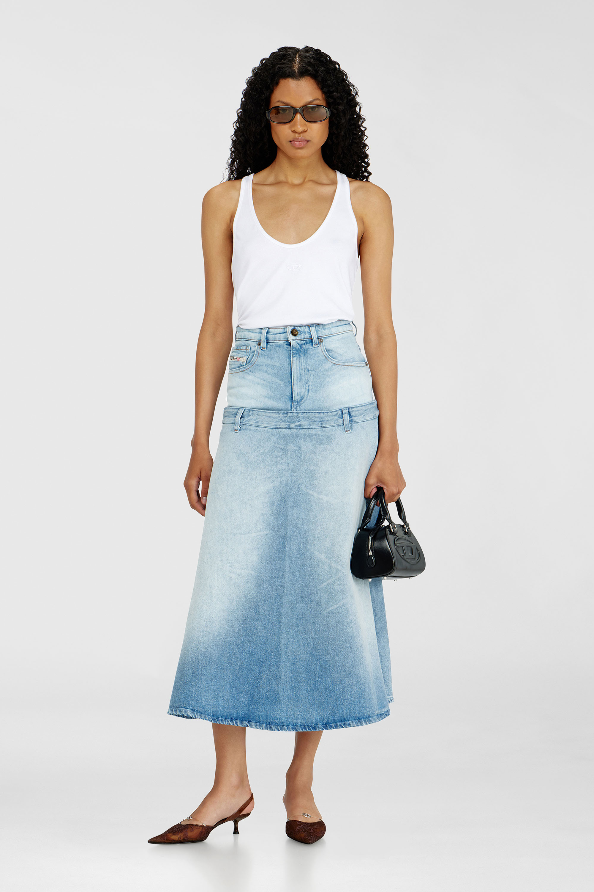 Diesel - DE-VORYA-S, Falda vaquera con dise&ntilde;o a capas Mujer in Azul marino - 1