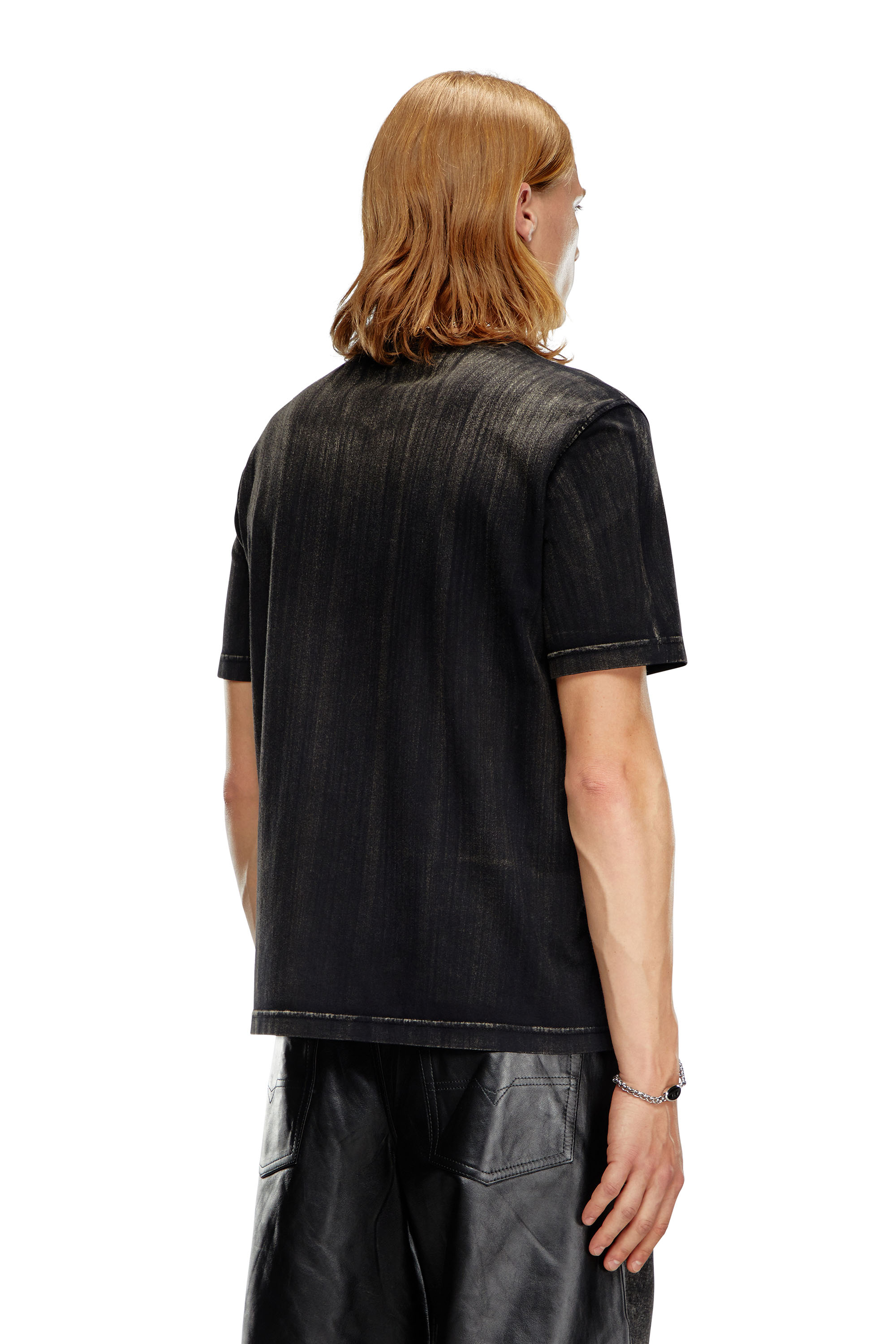 Diesel - T-ADJUST-K8, Hombre Camiseta con desteñido a pinceladas in Negro - Image 4