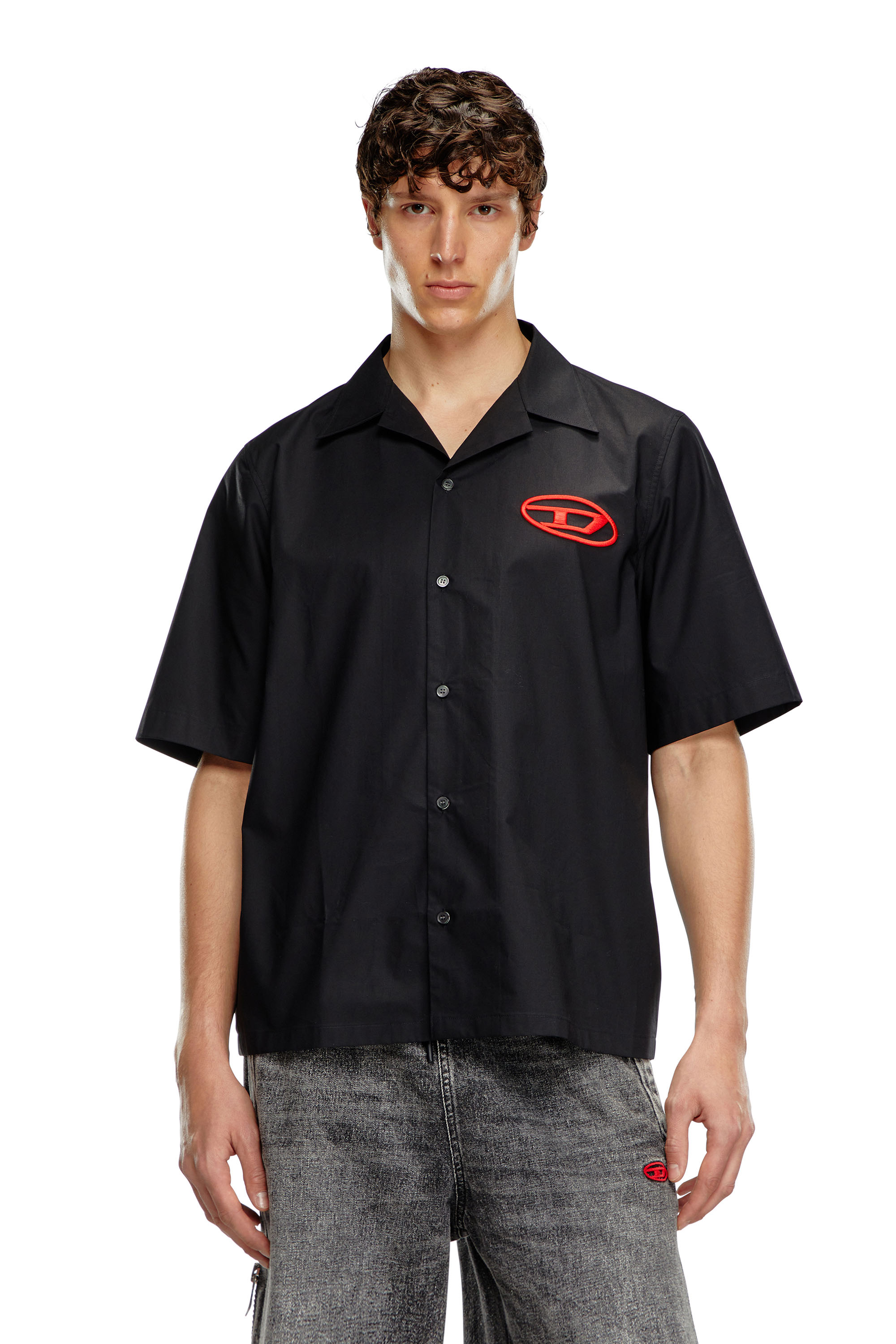 Diesel - S-MAC-C, Hombre Camisa de bolos con logotipo bordado in Negro - Image 1