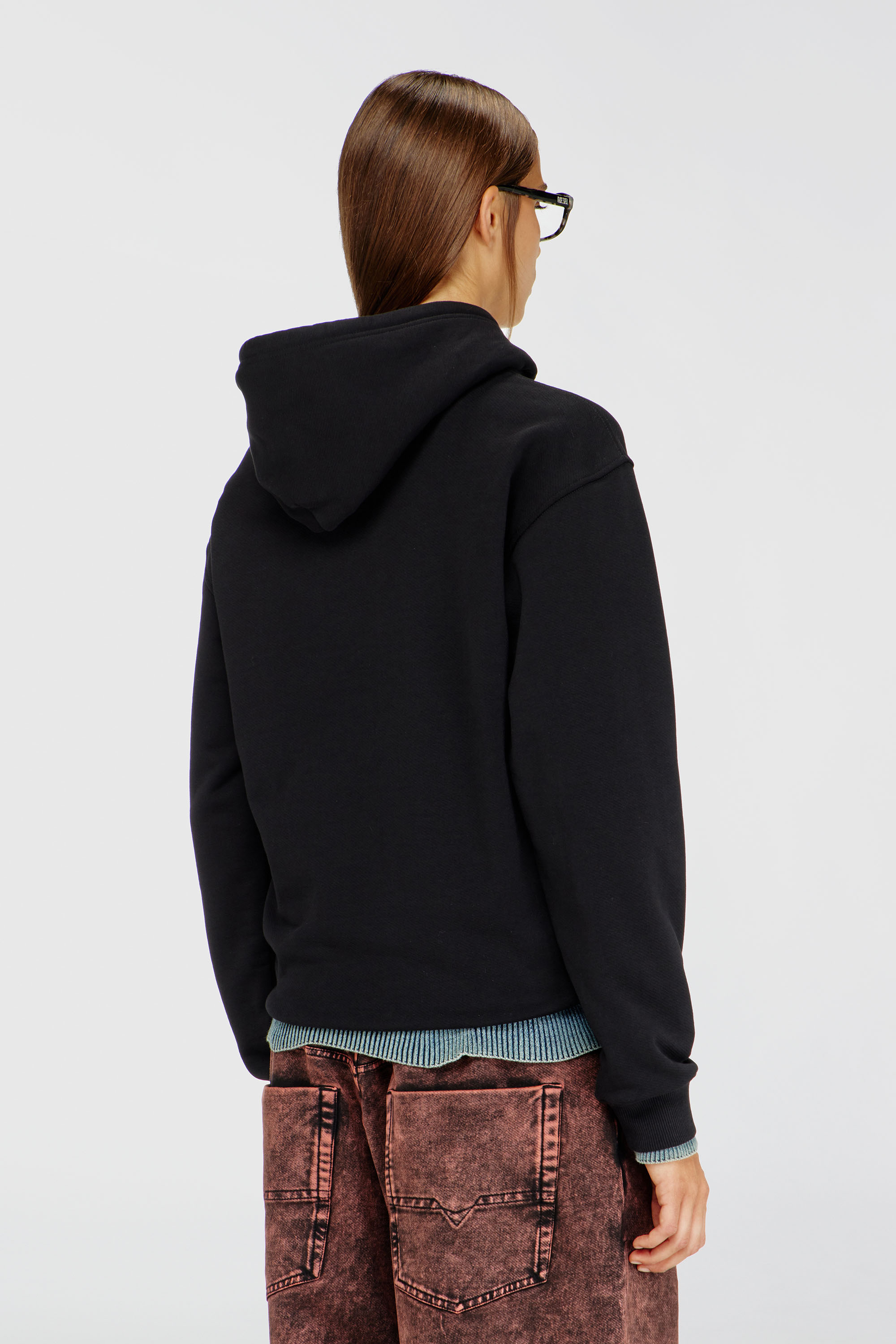 Diesel - F-NORMY-HOOD-OD, Sudadera con capucha de algod&oacute;n con logo Oval D Mujer in Negro - 4