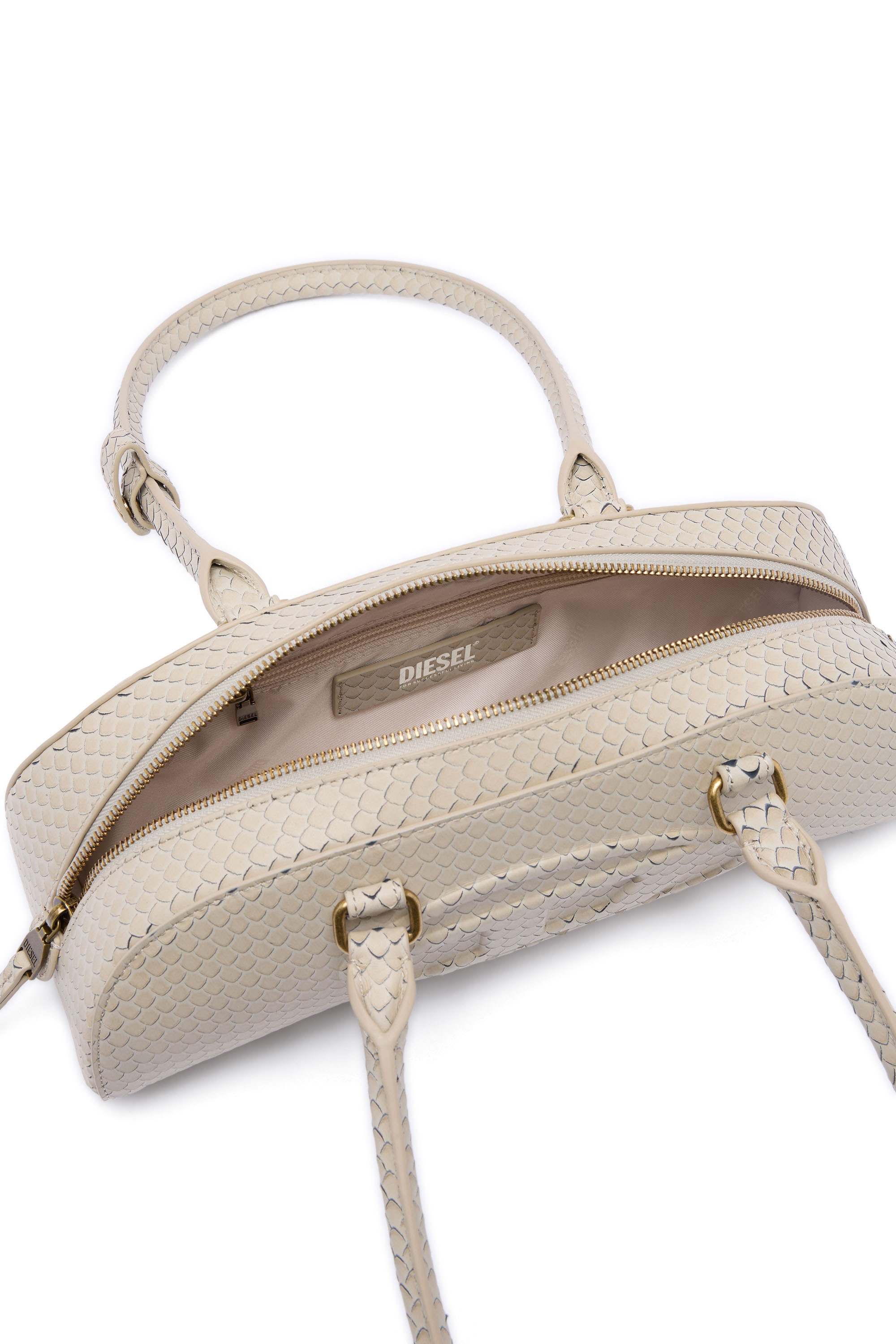 Diesel - 1DR DOME SHOULDER EW, 1DR Dome-Bolso bowling alargado en piel texturizada Mujer in Beige - 5