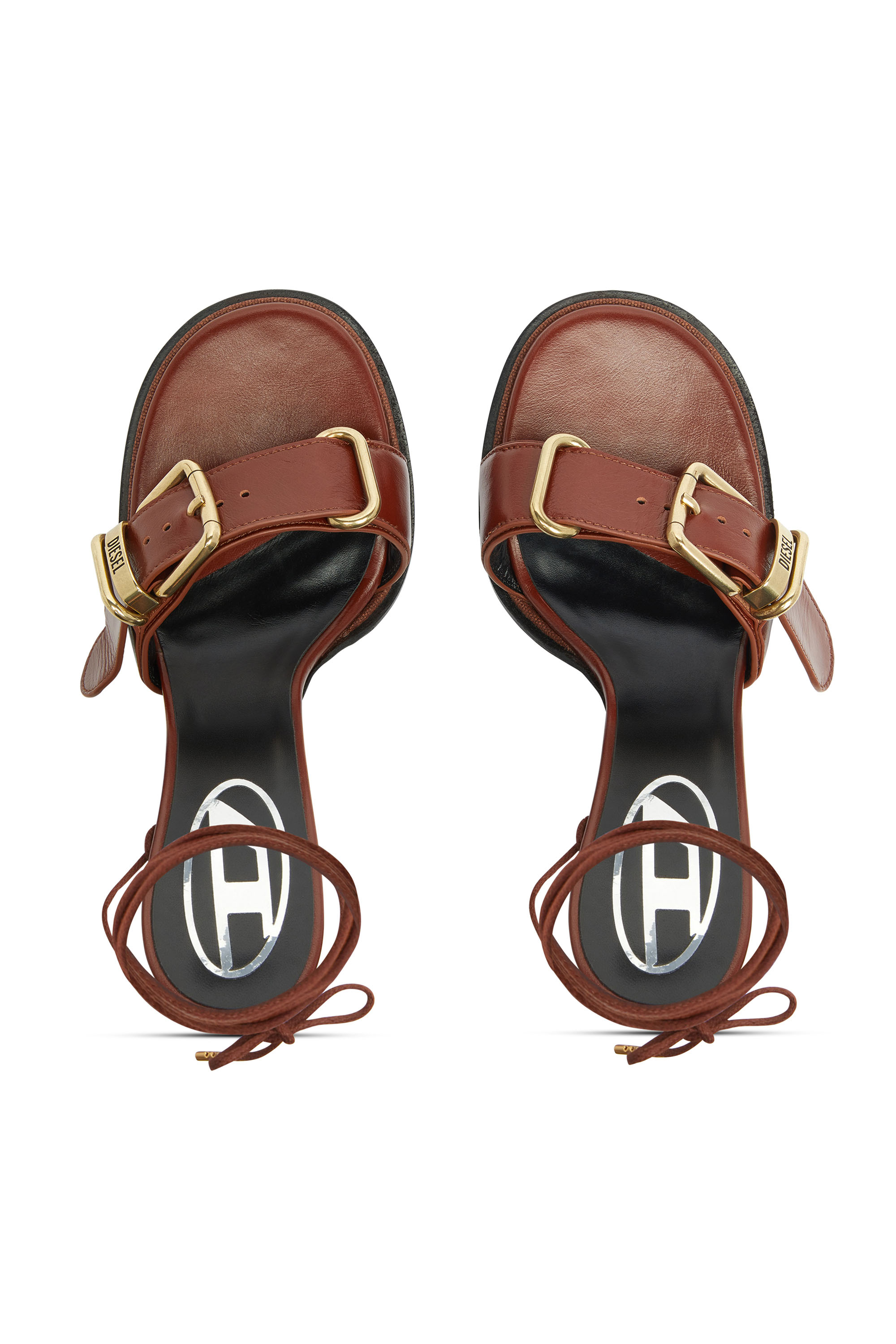 Diesel - D-COCCO-90-SA, Woman's D-Cocco-Ankle-wrap sandals in leather in Brown - 4