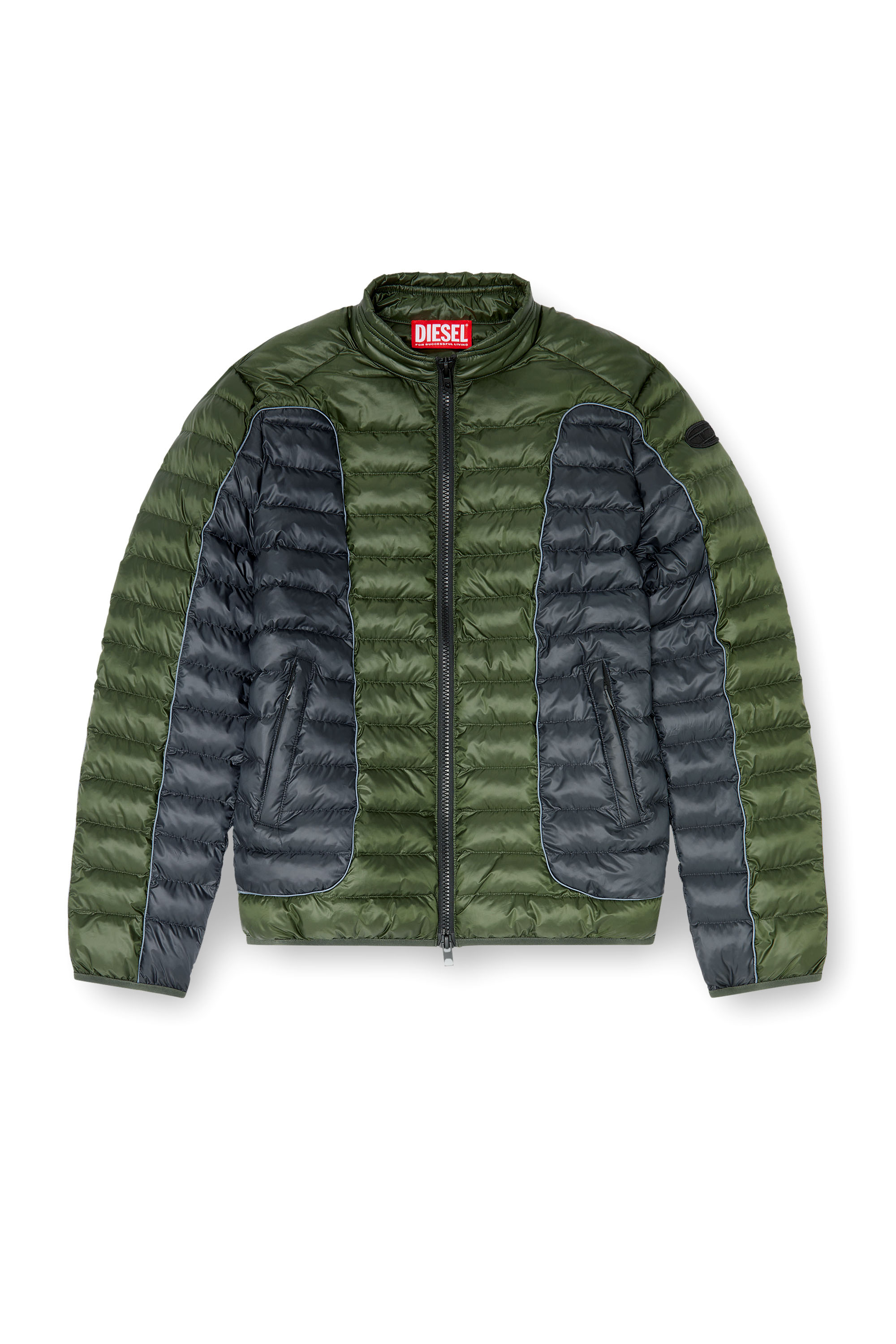 Diesel - W-PILOT-BLOCK, Chaqueta acolchada estilo biker con dise&ntilde;o a bloques de color Hombre in Multicolor - 2