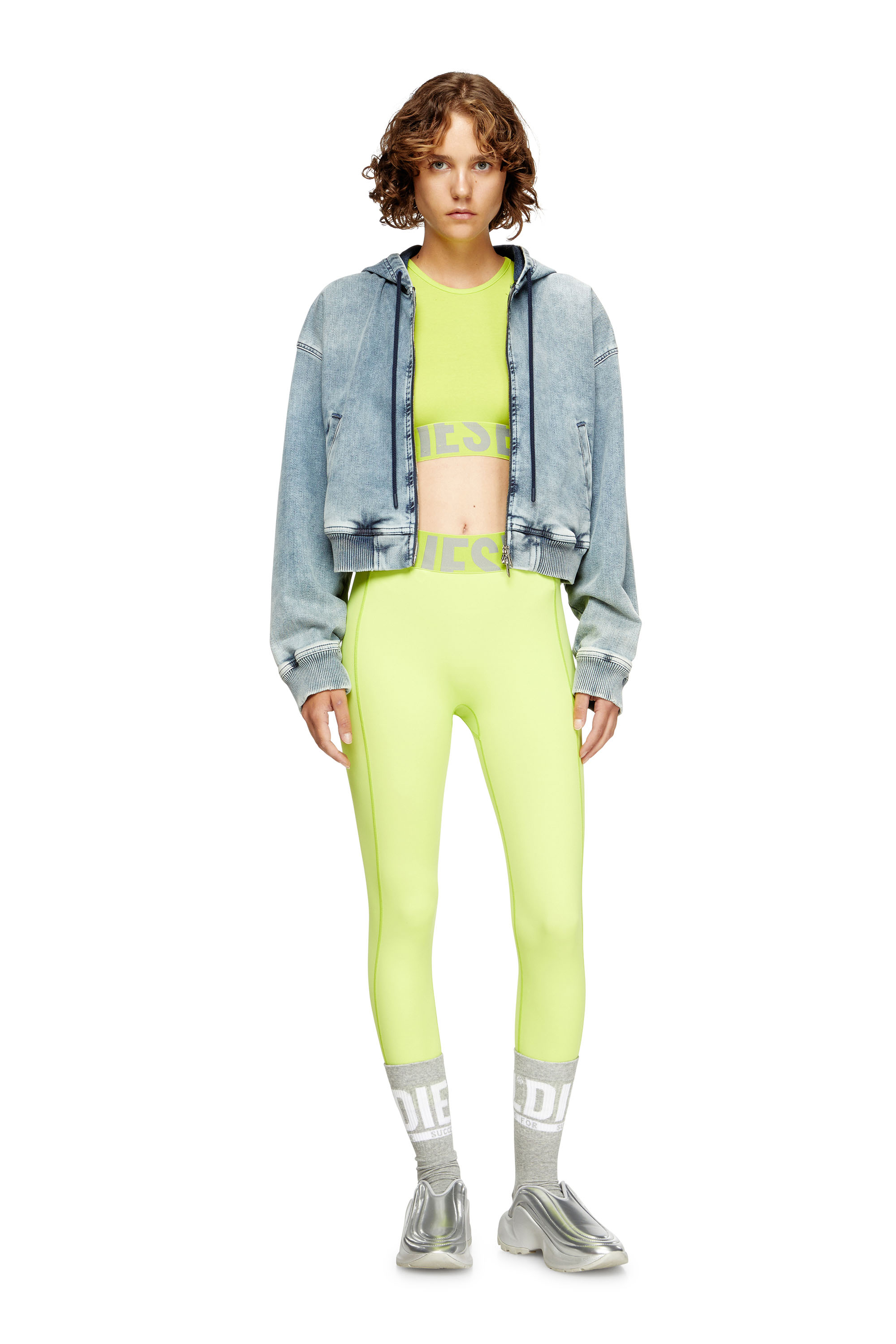 Diesel - ADA-D-POP, Camiseta con tirantes recortada con logotipo recortado Mujer in Verde - 4