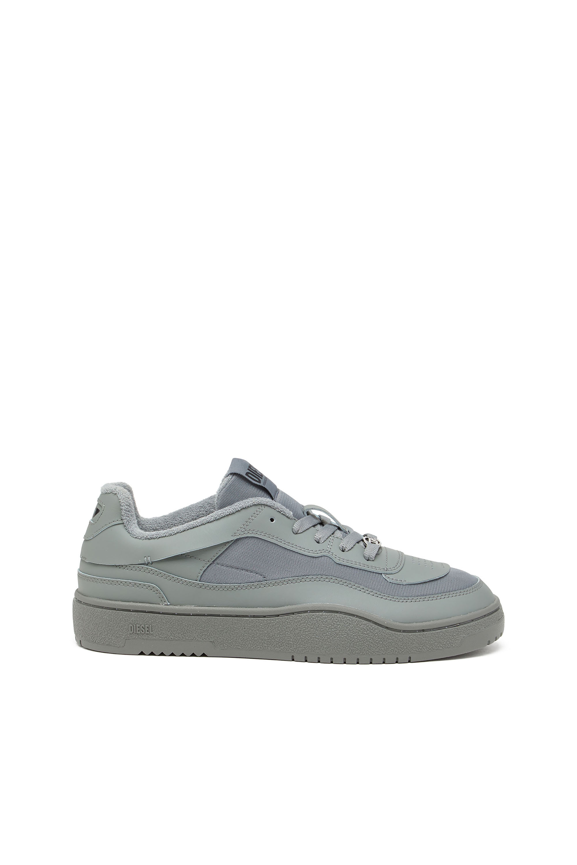 Diesel - S-OVAL SKATE LOW, S-Oval Skate-Deportivas de cuero con paneles de tejido Hombre in Gris - 1