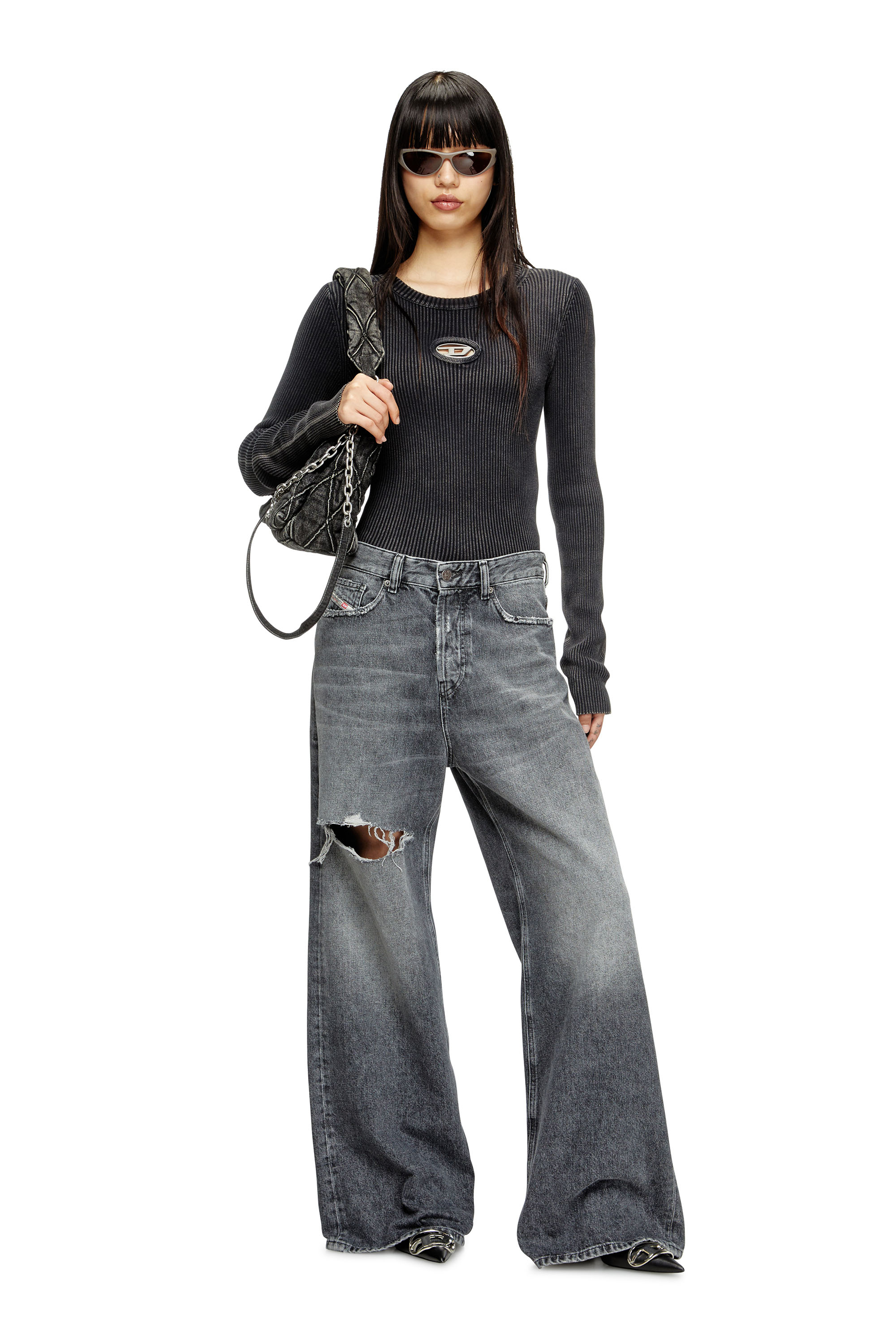 Diesel - Relaxed Jeans 1996 D-Sire 007X4 Mujer, Negro/Gris oscuro - 2