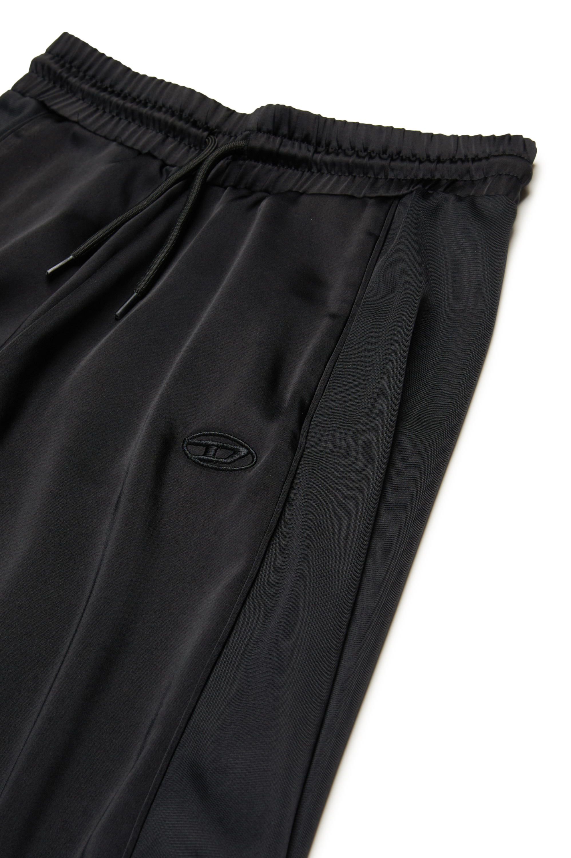 Diesel - PWILD, Pantalones palazzo de satén y tejido de doble punto Mujer in Negro - 3