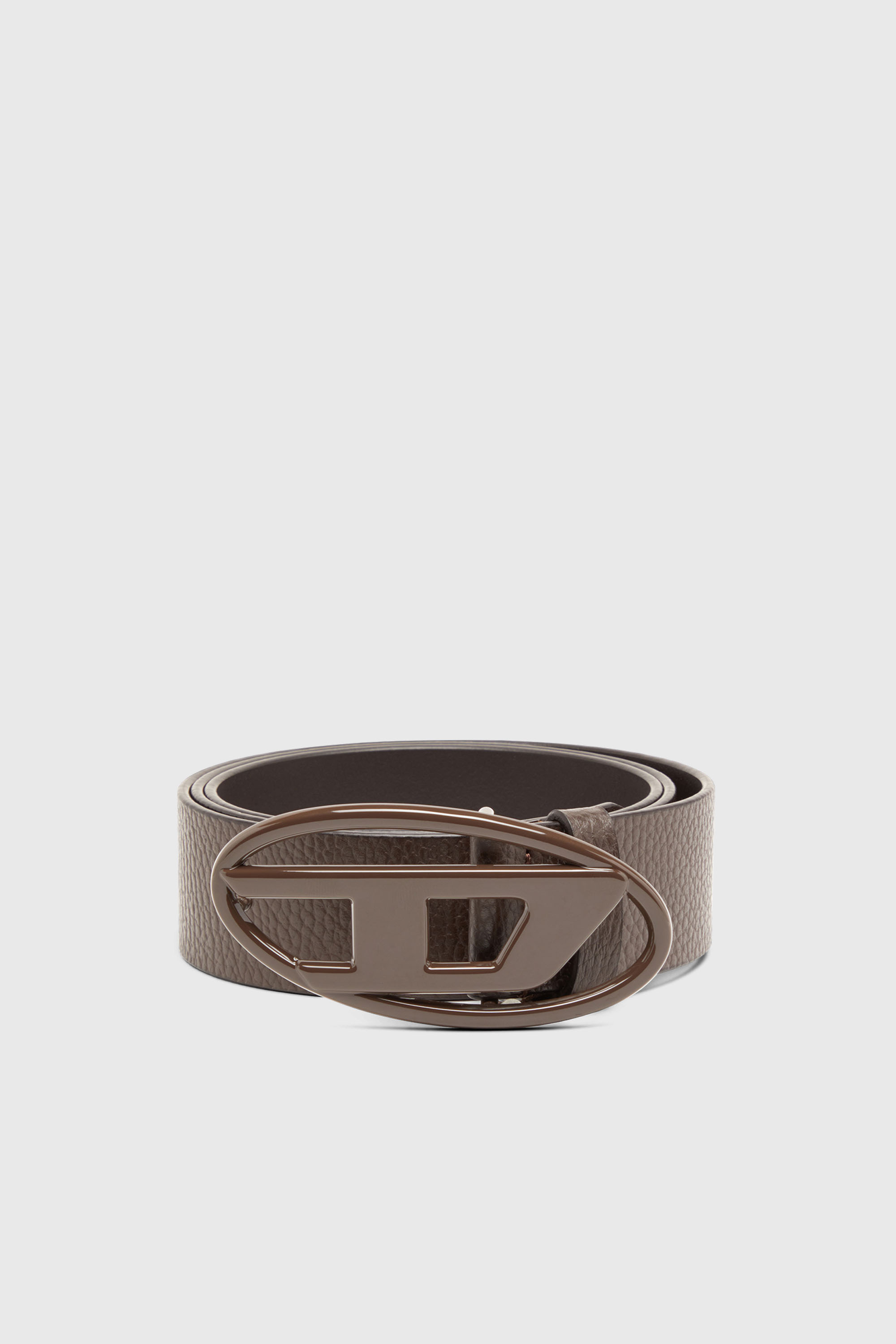 Diesel - B-1DR, Cintur&oacute;n 4 cm de cuero con hebilla mate Oval D Unisex in Marr&oacute;n - 1