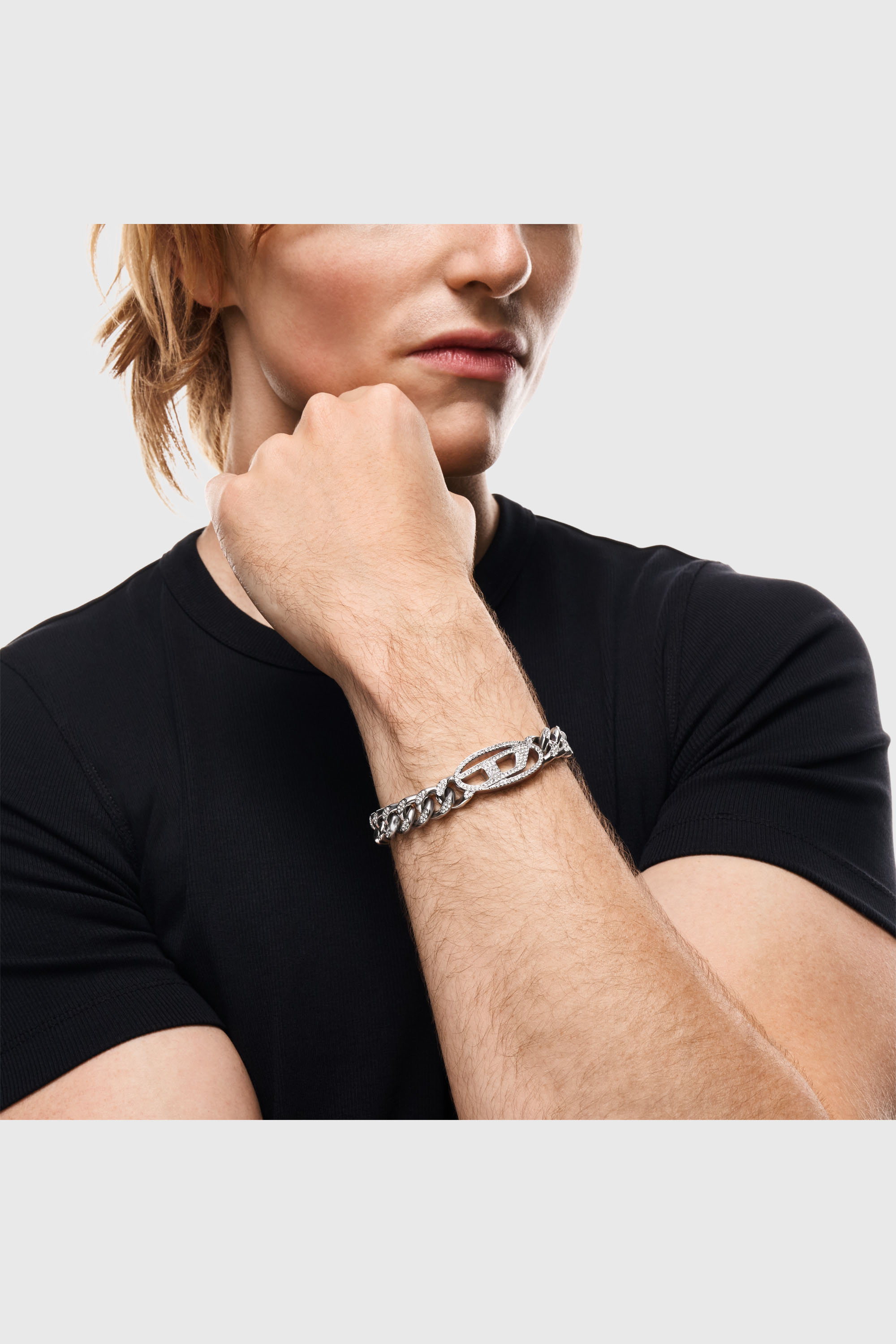 Diesel - DX1707040 JEWELLERY, Pulsera de cadena Oval D glitz de acero inoxidable Unisex in Plateado - 5