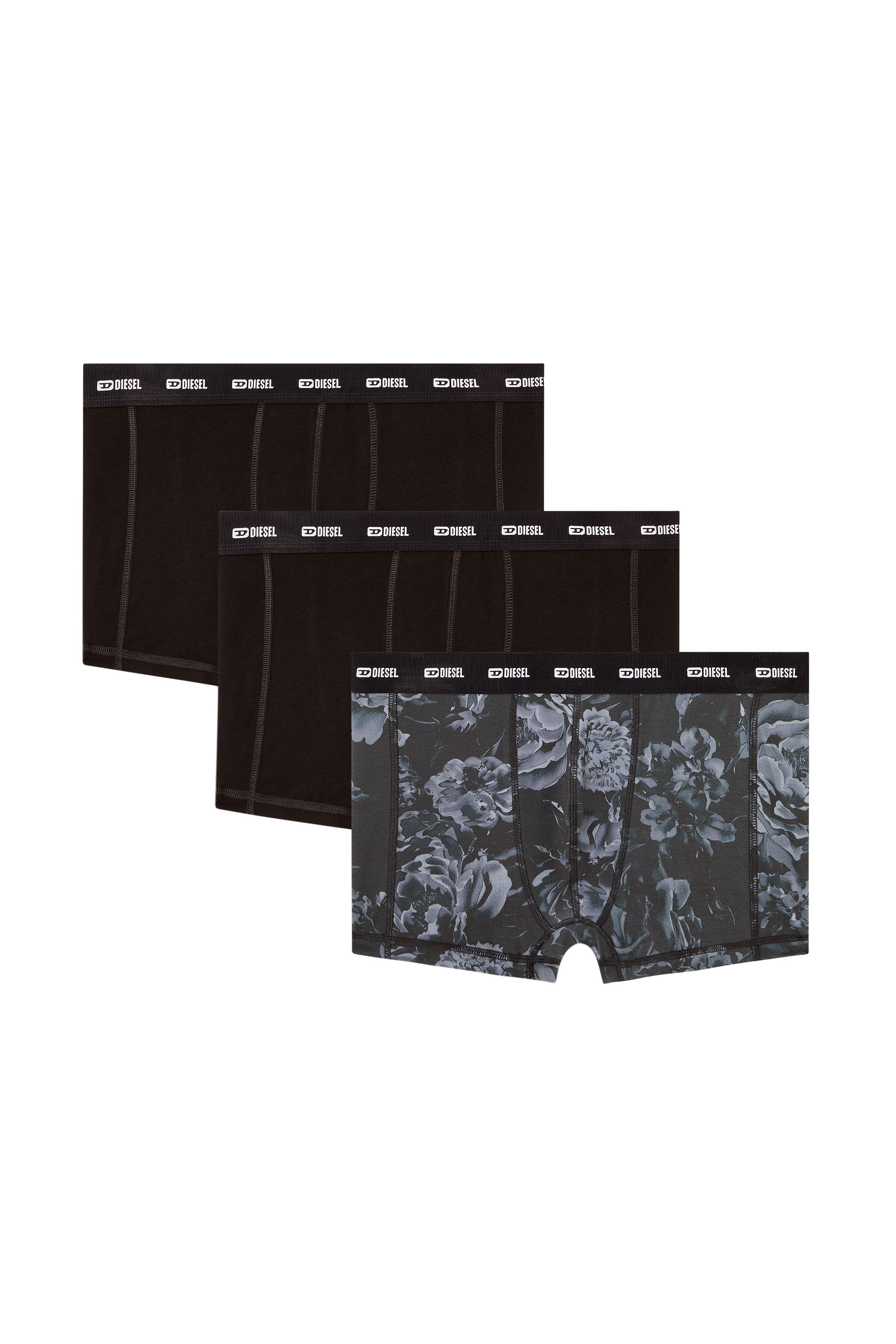 Diesel - DAMIEN-UTLT-3PACK, Paquete de 3 bóxers con motivo floral Hombre in Negro - 1