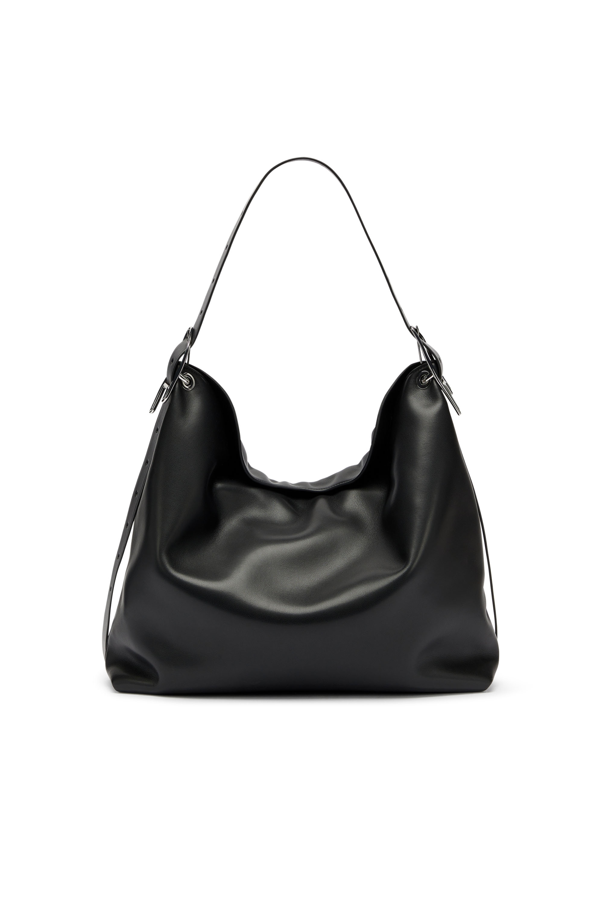 Diesel - D-LINE HOBO, D-Line-Bolso hobo en cuero Mujer in Negro - 2