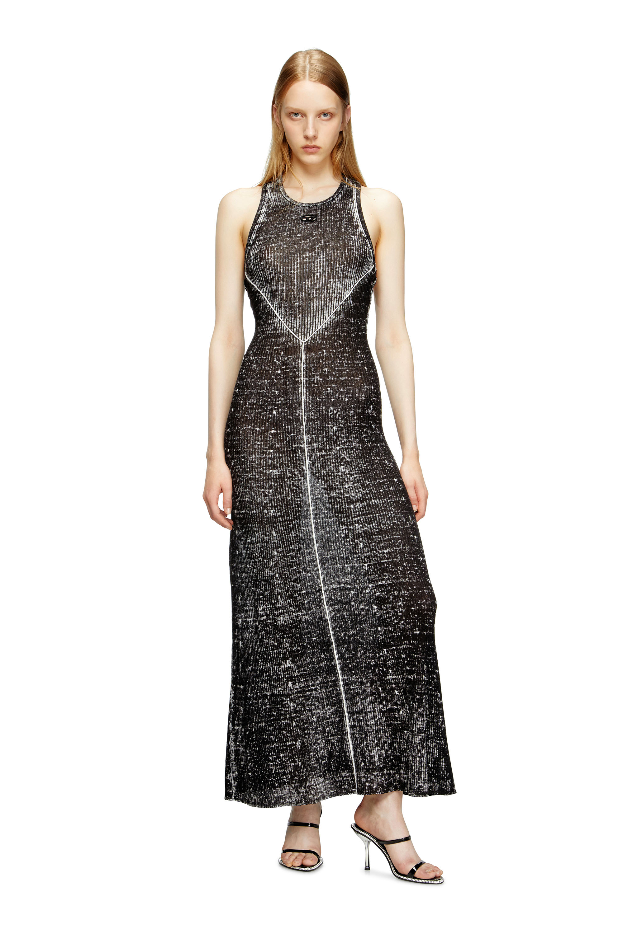 Diesel - M-RAB, Vestido de punto de lino con logotipo recortado Mujer in Negro - 3