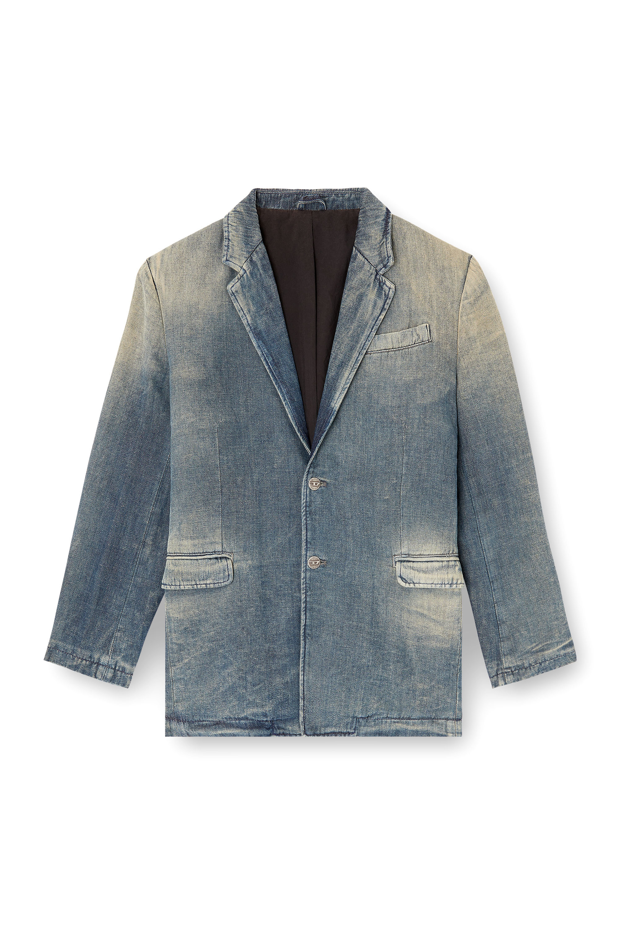 Diesel - D-REGER-D, Chaqueta modelo blazer en denim de espiga con efecto sucio Unisex in Multicolor - 3