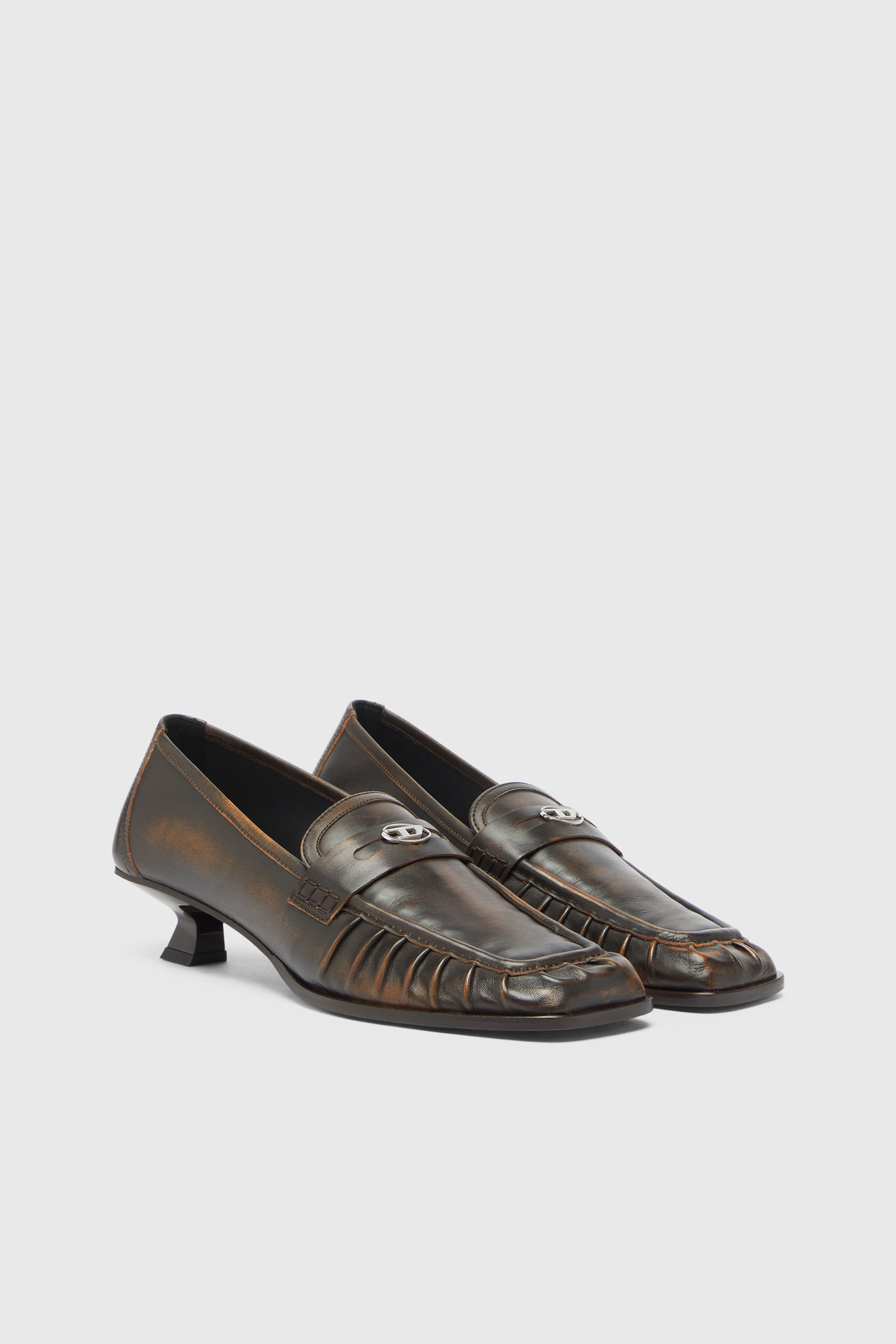 Diesel - D-AMBER MOC 30, D-Amber - Mocasines penny de piel Mujer in Marr&oacute;n - 2