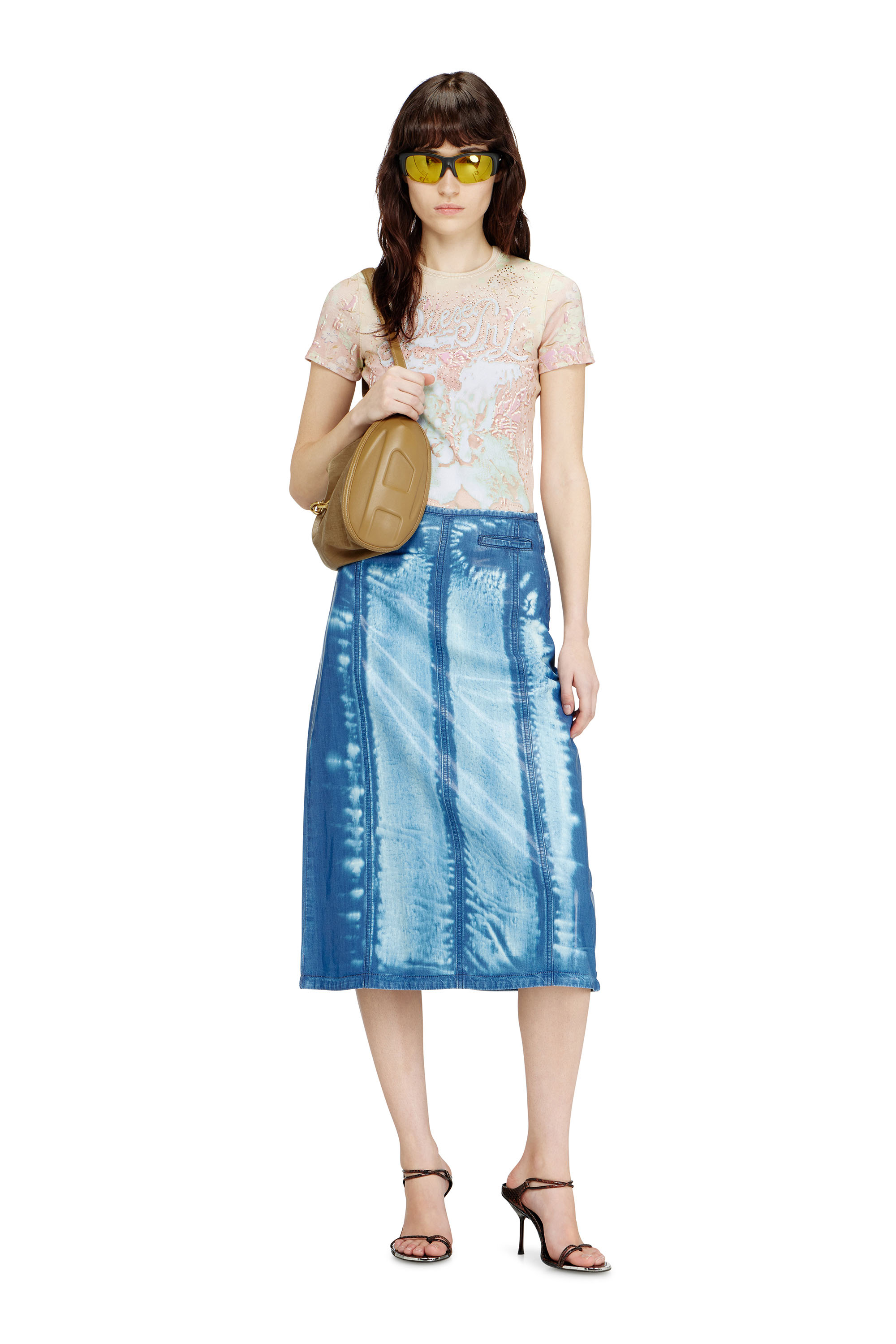 Diesel - T-BRIL, Top con estampado animalier y cristales Mujer in Rosa - 2