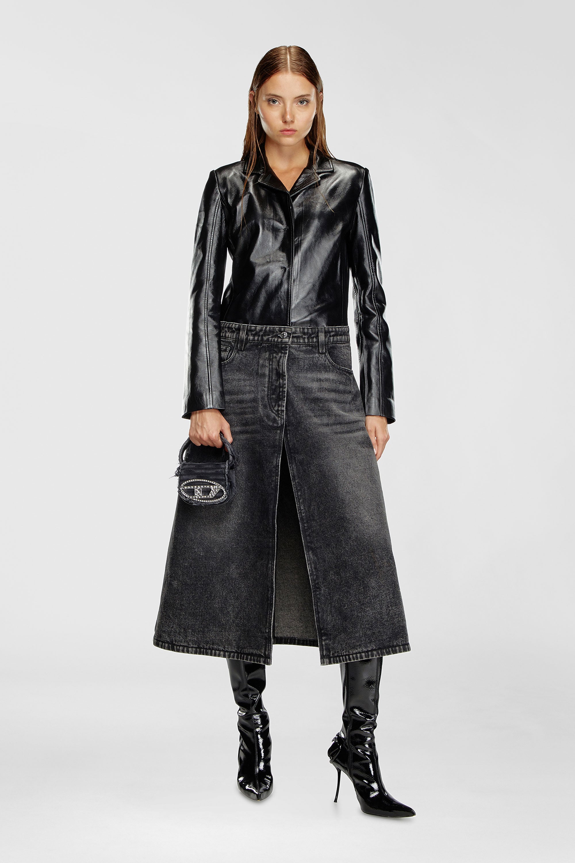 Diesel - 1DR XS, 1DR XS-Minibolso ic&oacute;nico de lona y cuero Mujer in Negro - 2