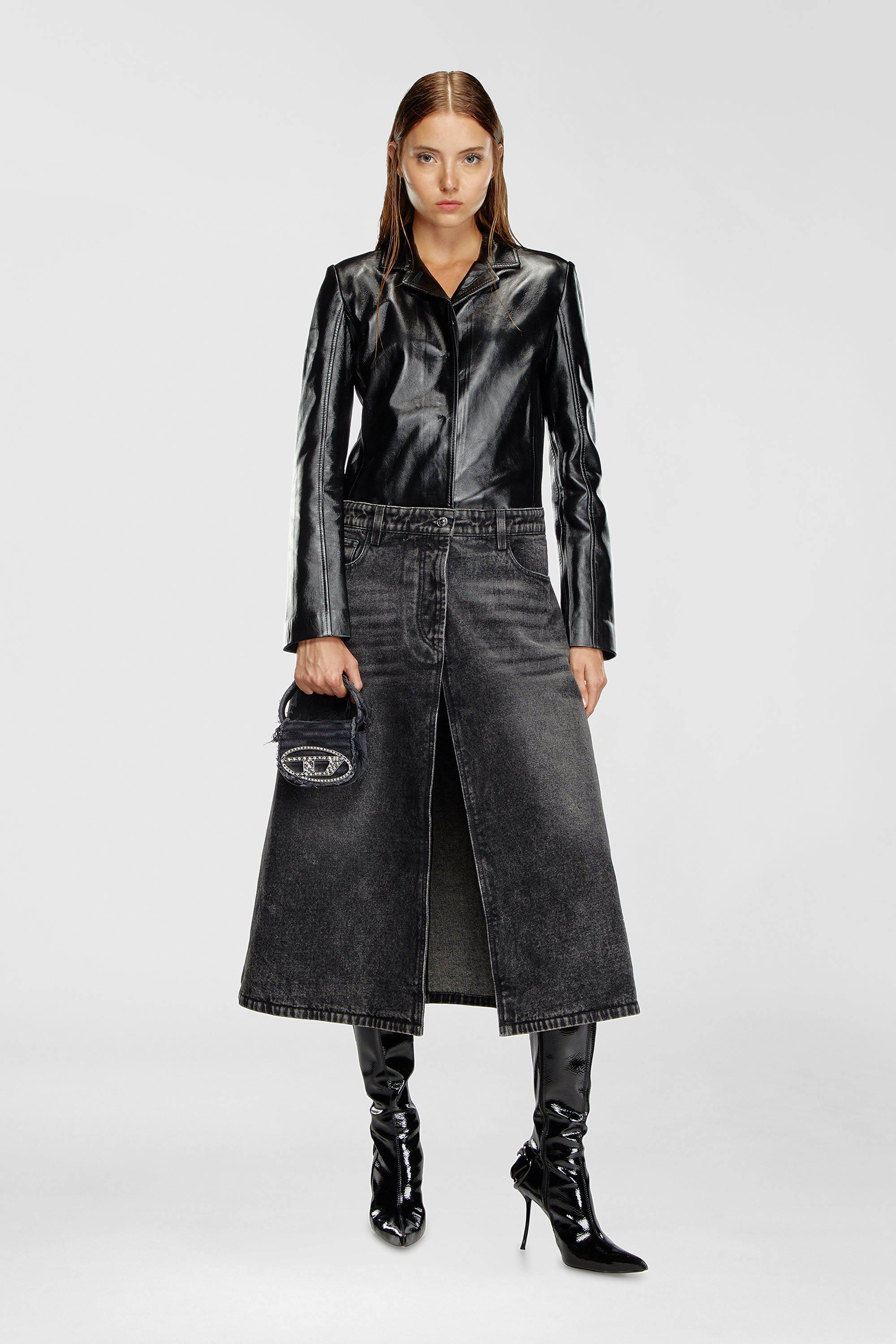 Diesel - 1DR XS, 1DR XS-Minibolso ic&oacute;nico de lona y cuero Mujer in Negro - 1