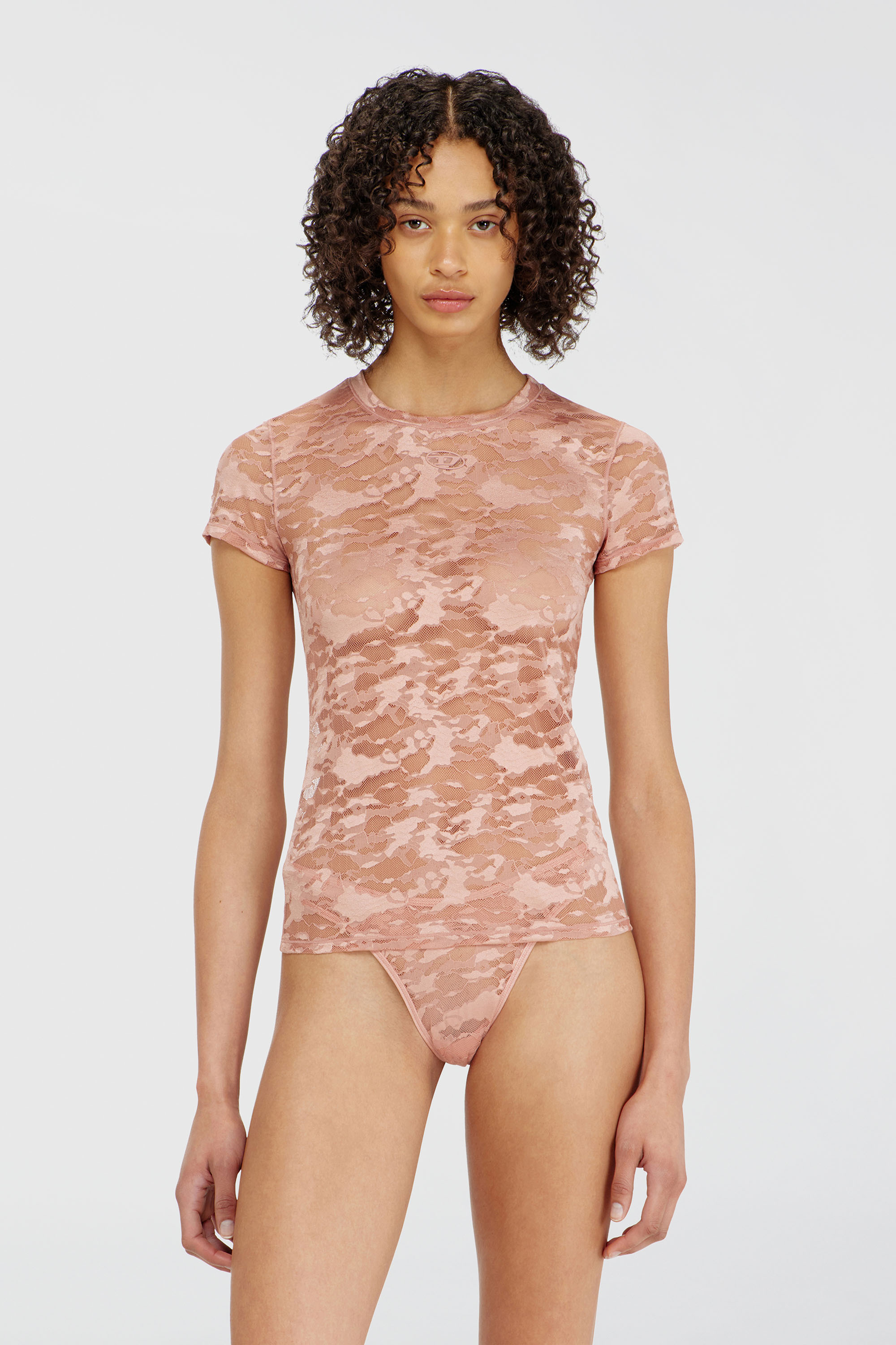 Diesel - KASIA-UTLT, Camiseta de encaje camuflado Mujer in Rosa - 1