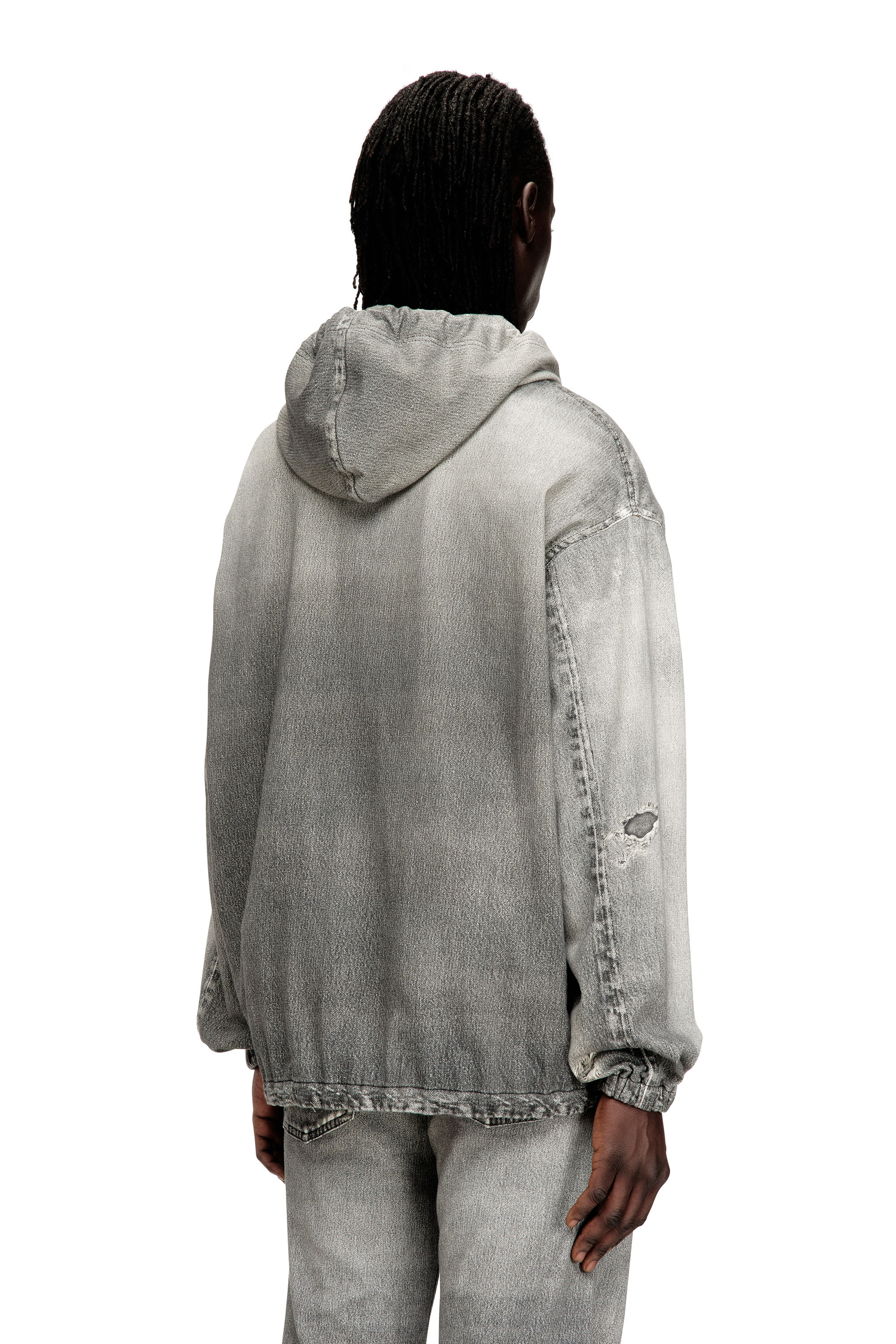 Diesel - D-WYNNY JOGG, Chaqueta con capucha en trompe l'oeil JoggJeans Hombre in Gris - 4