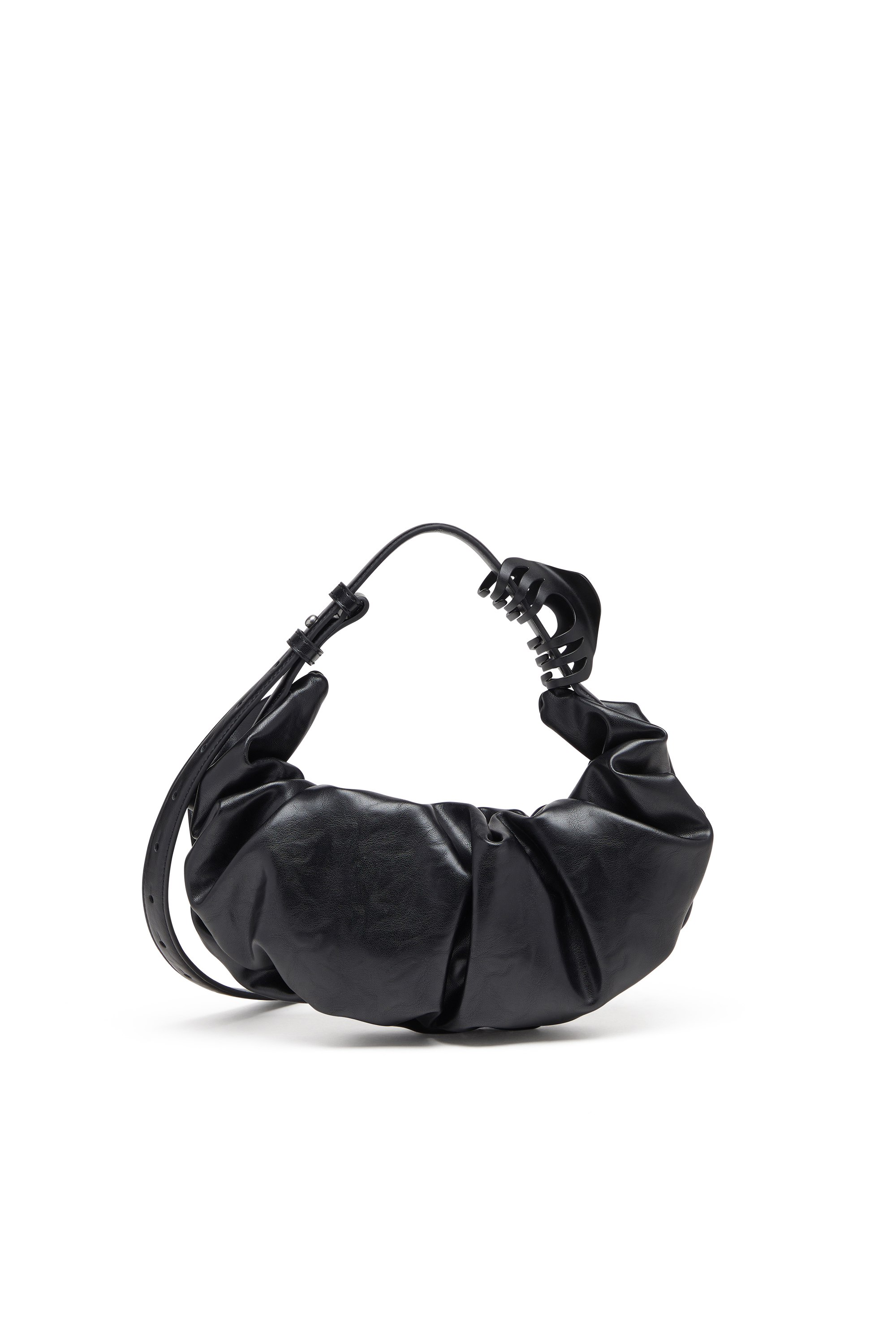 Diesel - GRAB-D HOBO S, Bolso hobo pequeño fruncido en PU brillante Mujer in Negro - 4