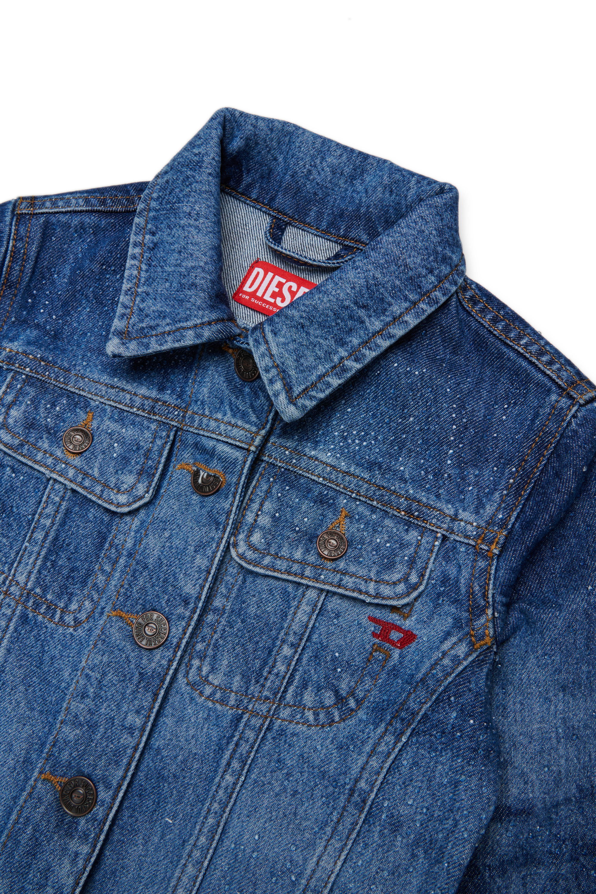 Diesel - JSLIMMY-J, Chaqueta trucker de denim con lavado stonewashed Mujer in Azul marino - 3